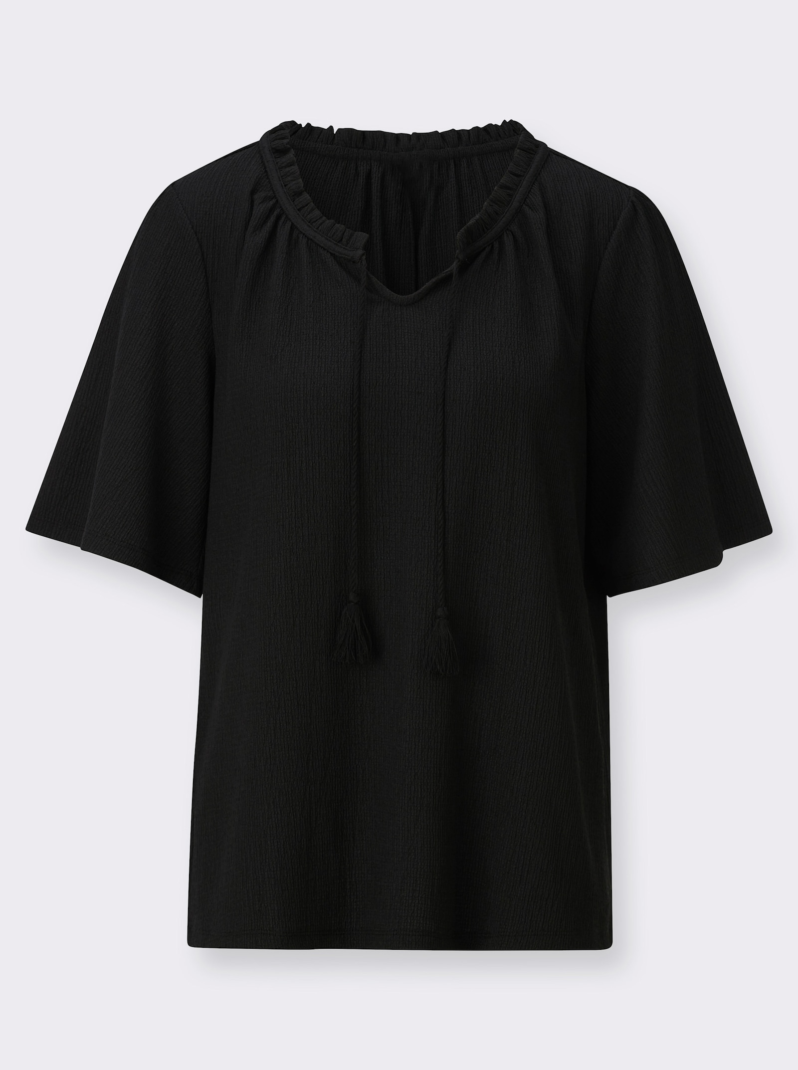 Shirt in Jacquard-Struktur - schwarz