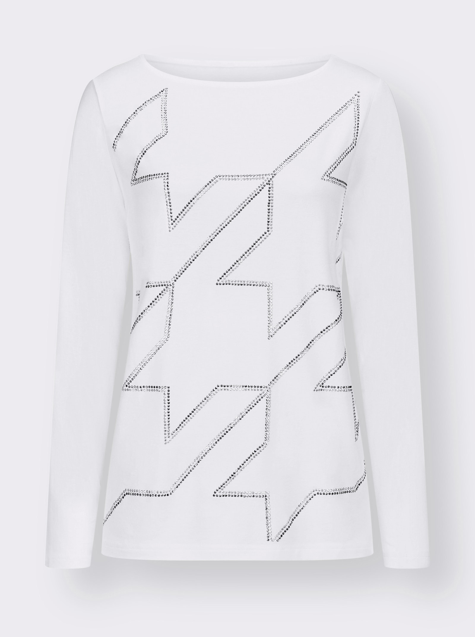 Shirt met lange mouwen in pied-de-poule-dessin - ecru