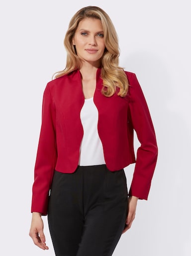 Bolerojacke mit Wellenabschluss, Stehkragen - rot
