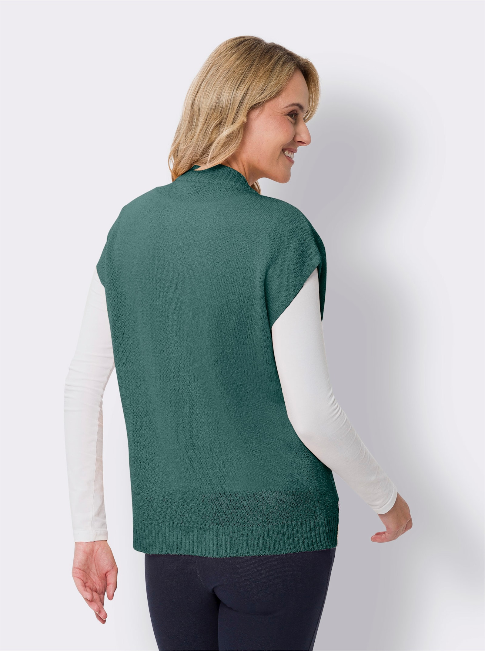 Pletená vesta z úpletu z buklé - nefritová