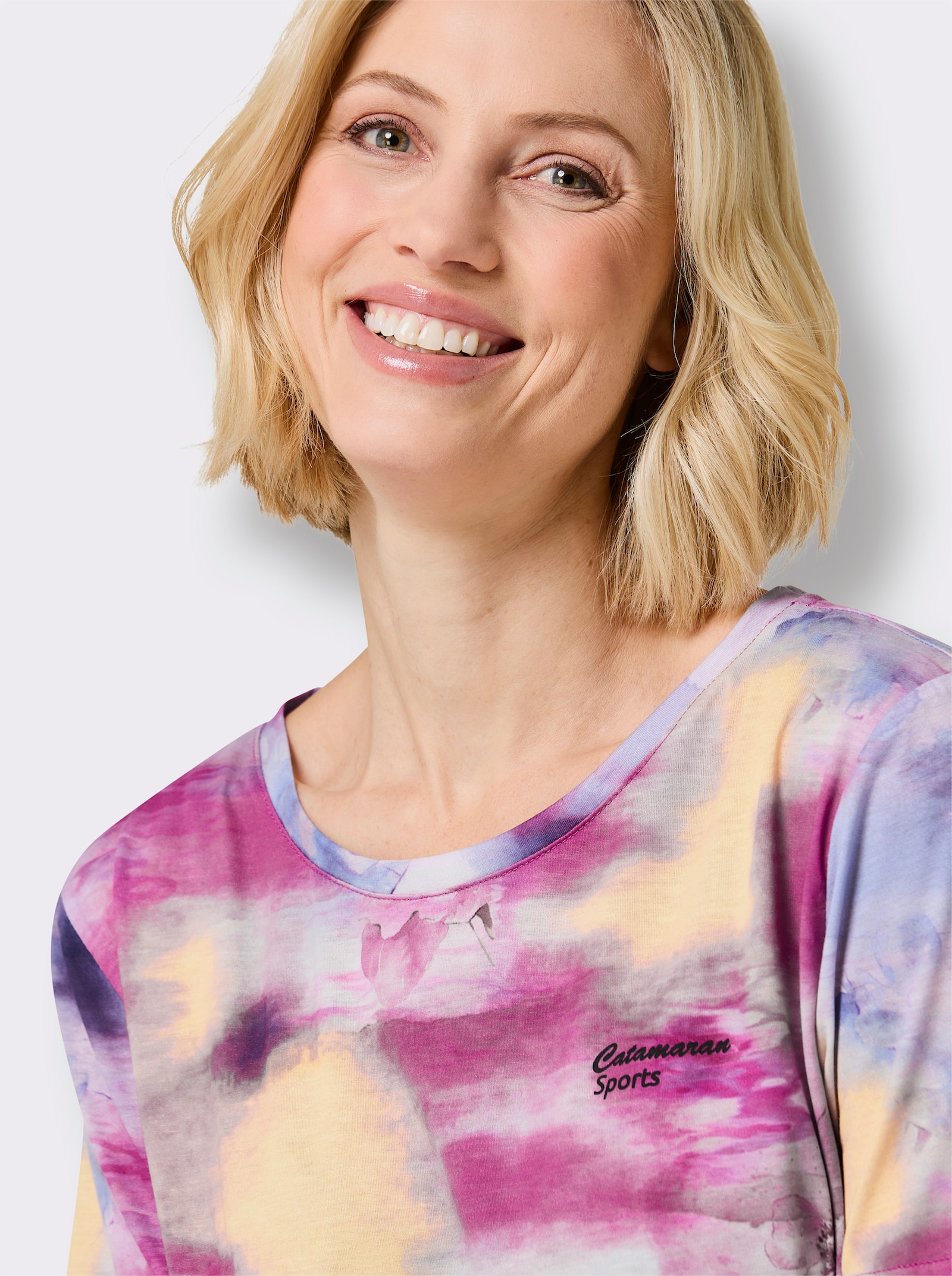 Catamaran Sports Funktionsshirt mit Digital-Druck - bleu-erika-gemustert