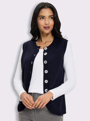 Strickweste mit abgerundetem Saum - marine