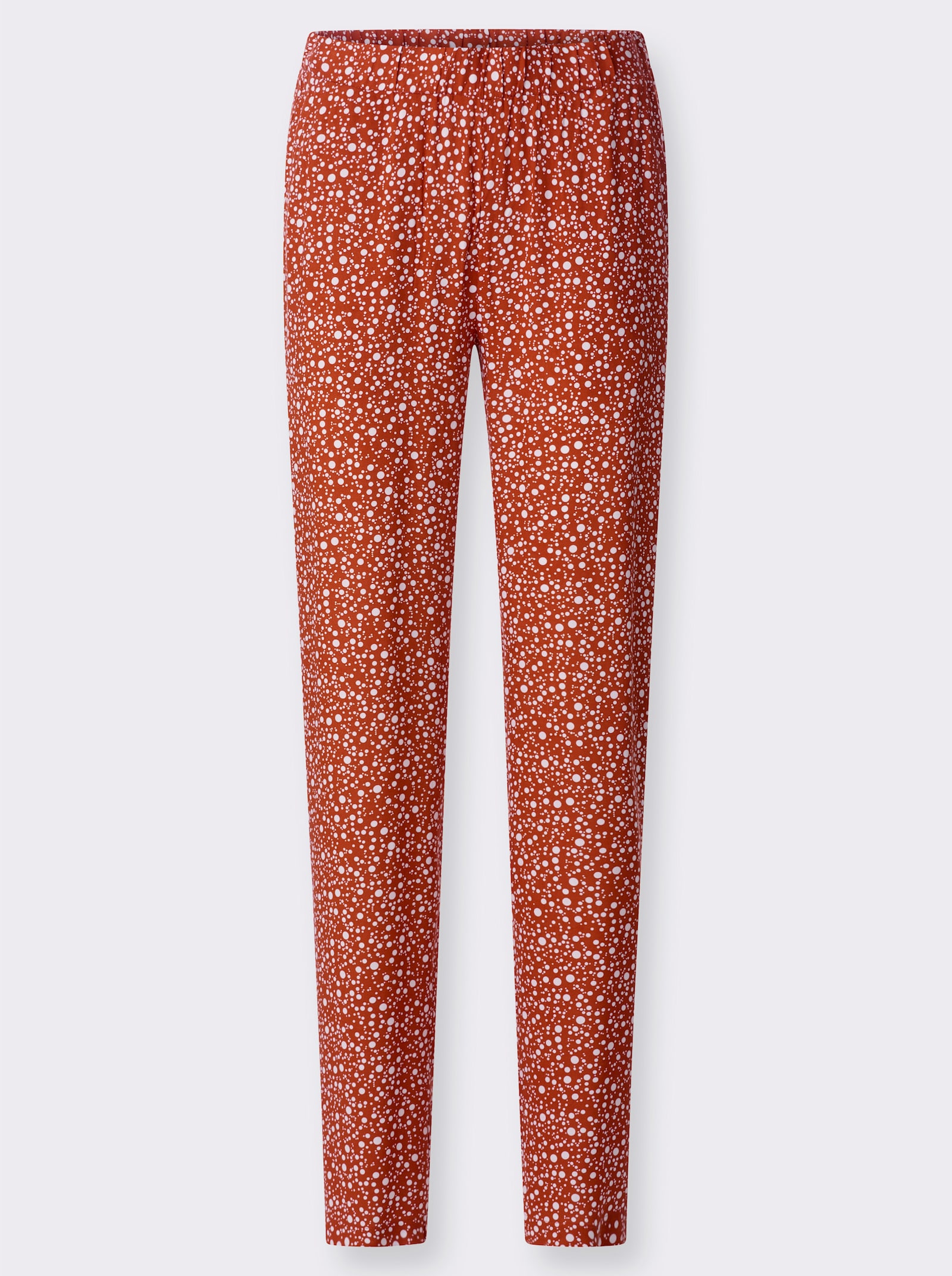 Schlupfhose mit Punktedessin - rostrot-weiß-bedruckt
