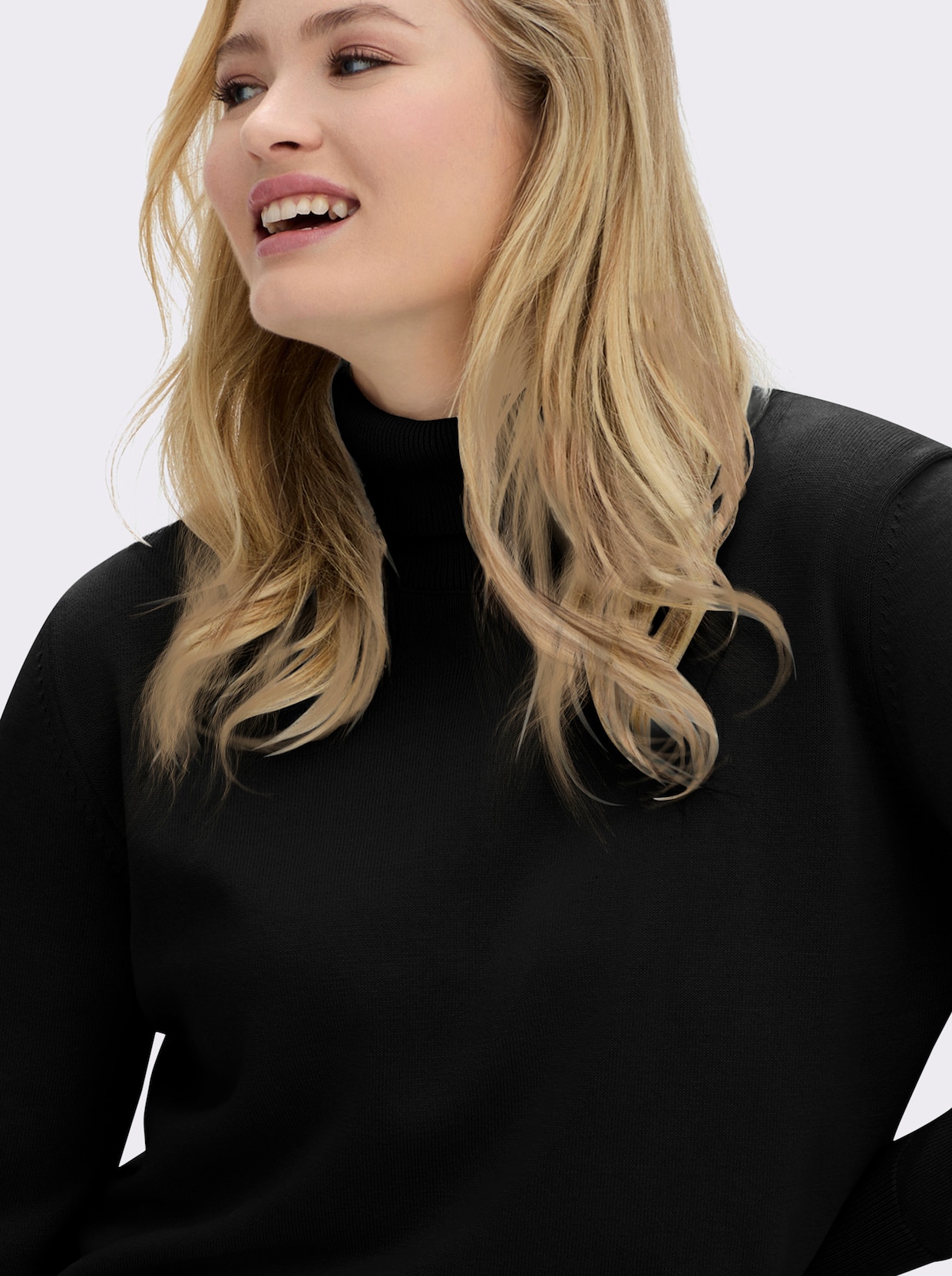 Rollkragenpullover aus reiner Baumwolle - schwarz