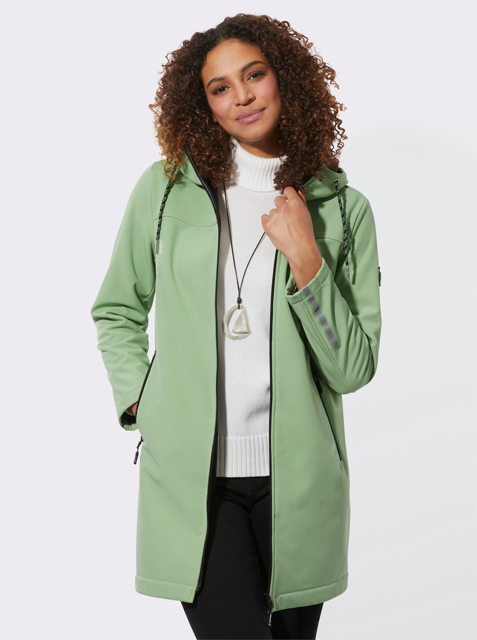 Softshelljacke mit reflektierenden Streifen - eucalyptus