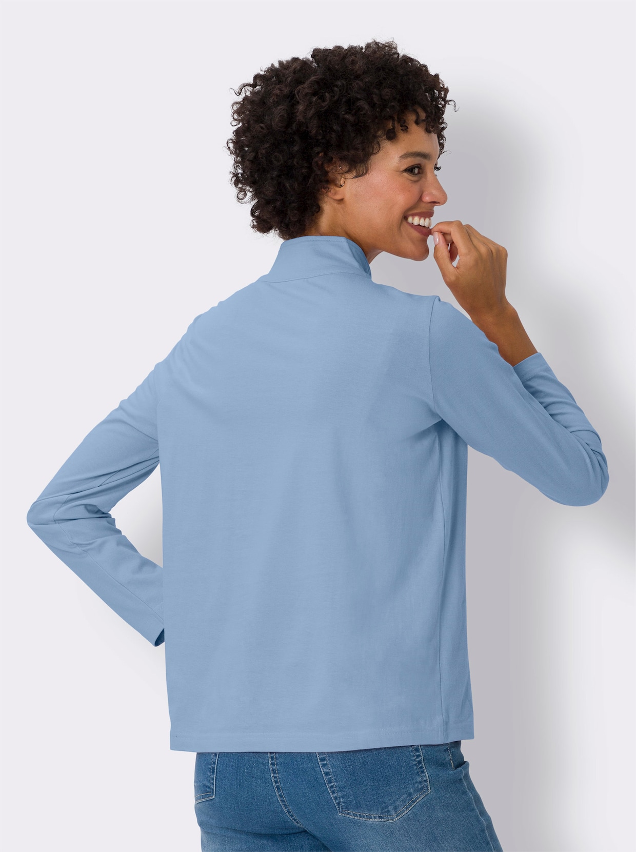 Shirt met opstaande kraag - ijsblauw