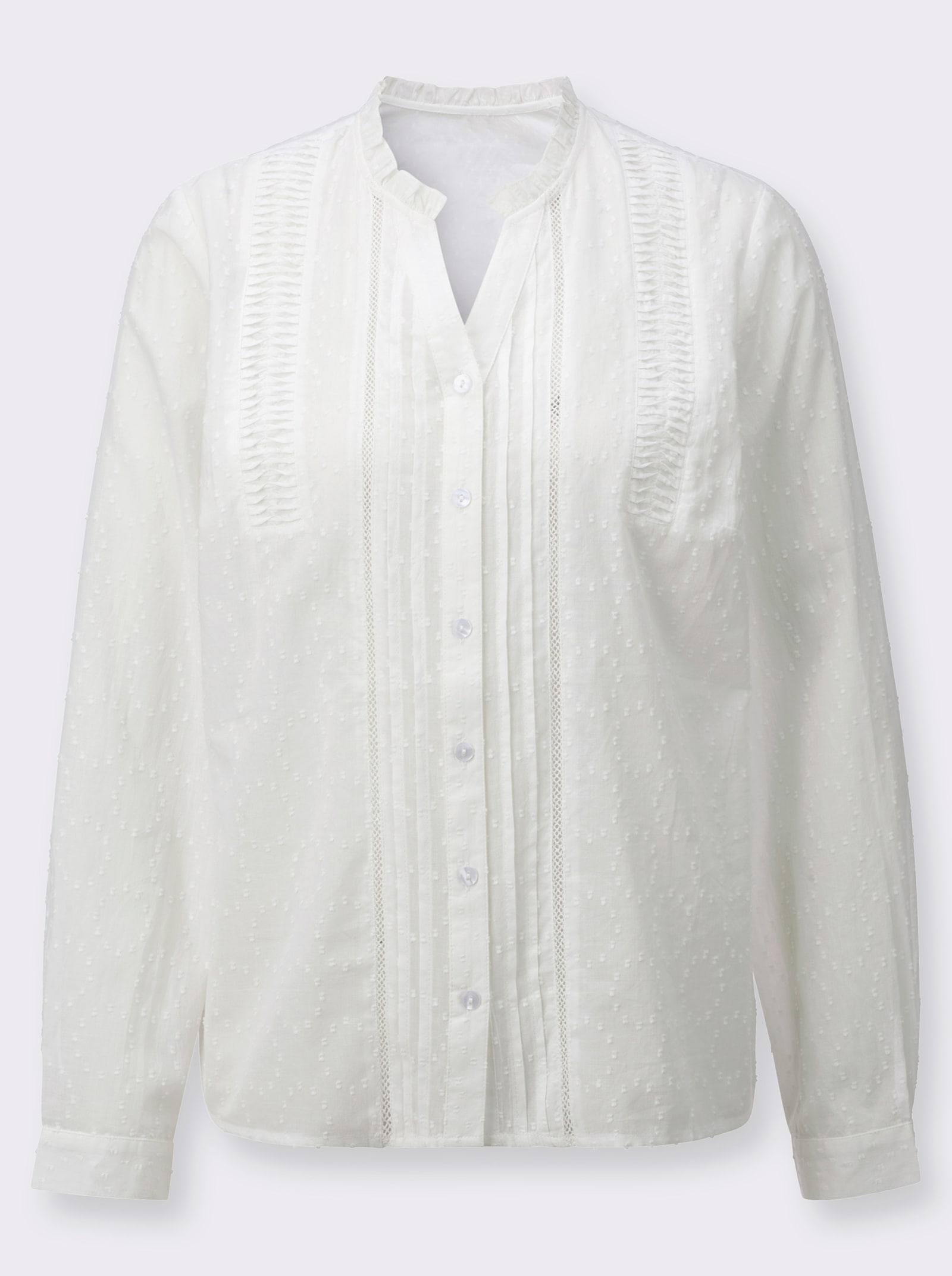 Spitzenbluse mit Biesenverzierungen - ecru