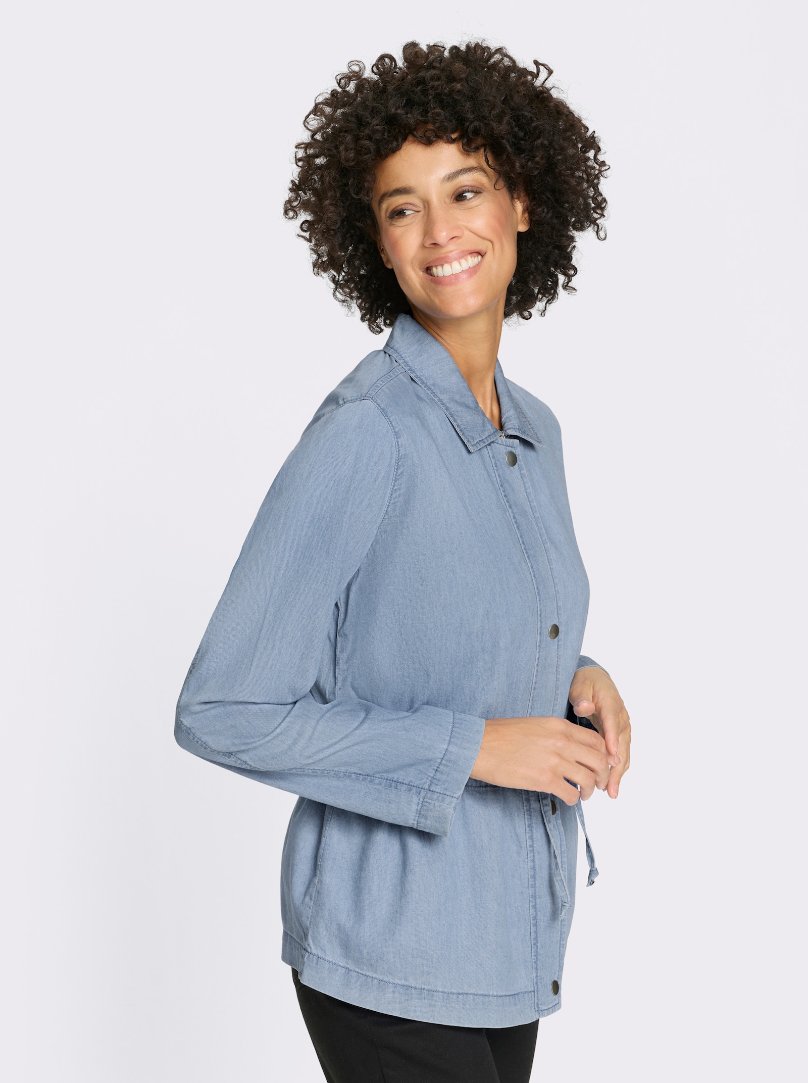 Džínová bunda se zapínáním na zip - bělená modrá