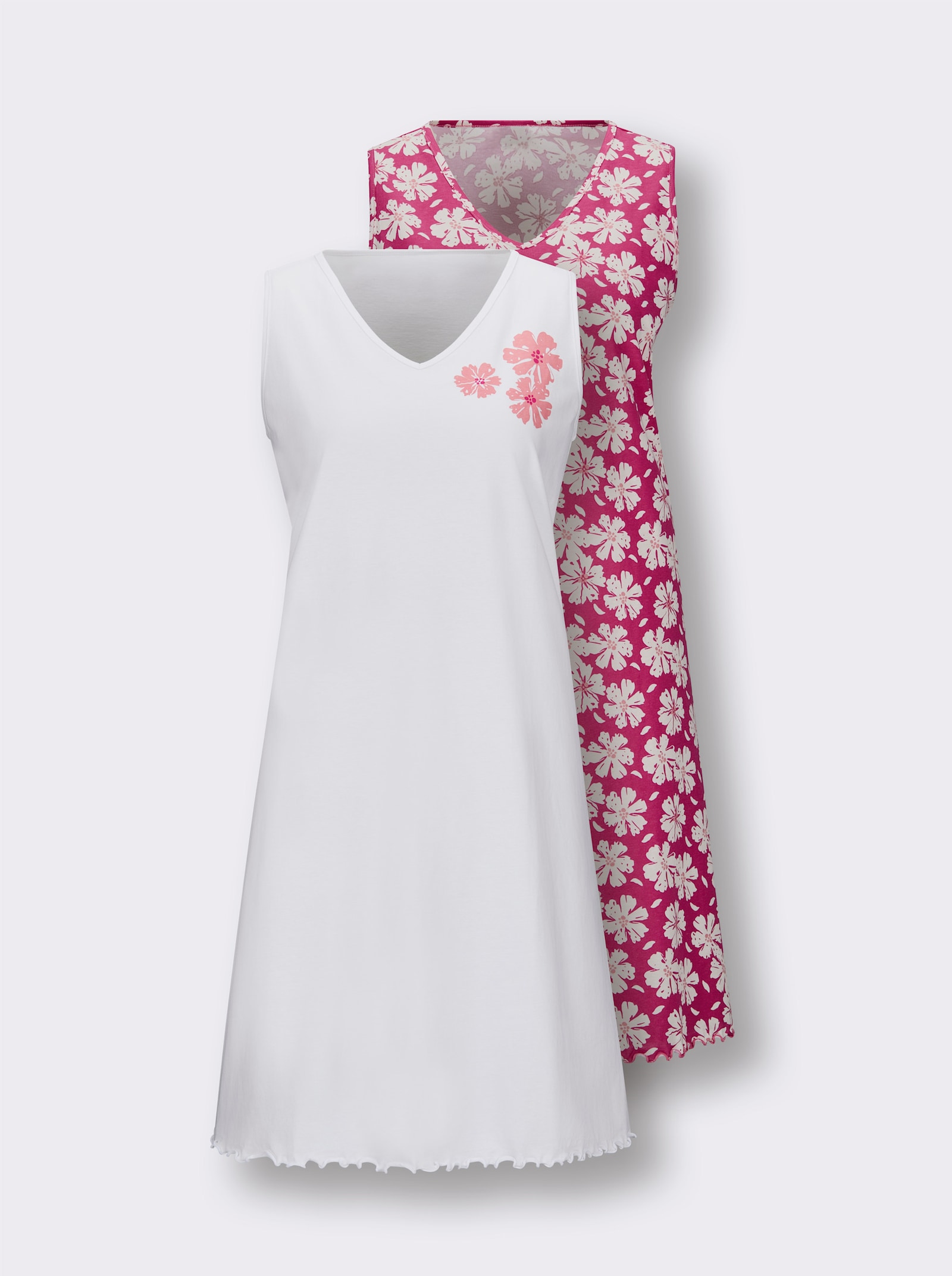 wäschepur Sleepshirts in der 2-Stück-Packung - pink + weiß