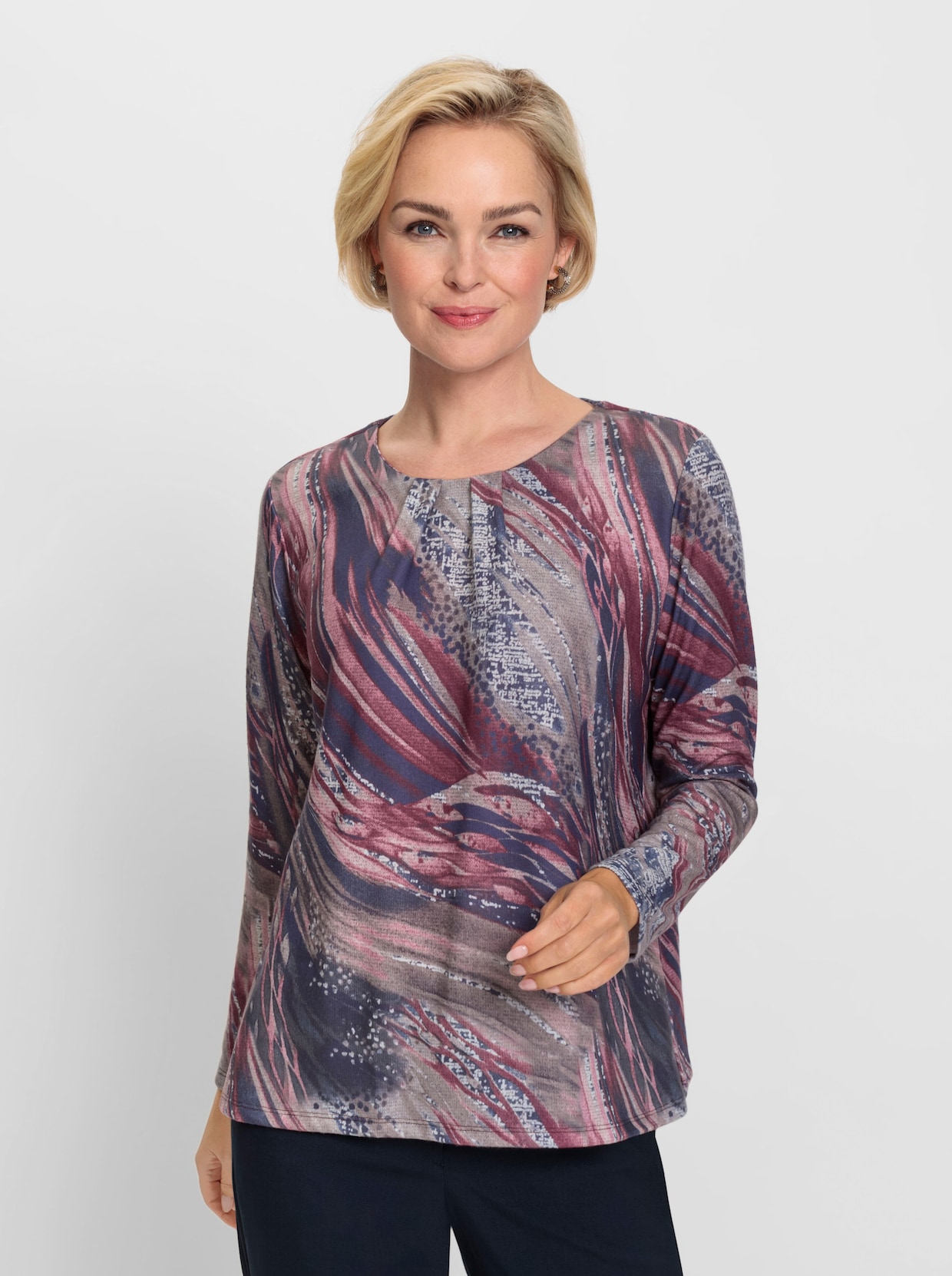Shirt met lange mouwen - bordeaux/taupe bedrukt