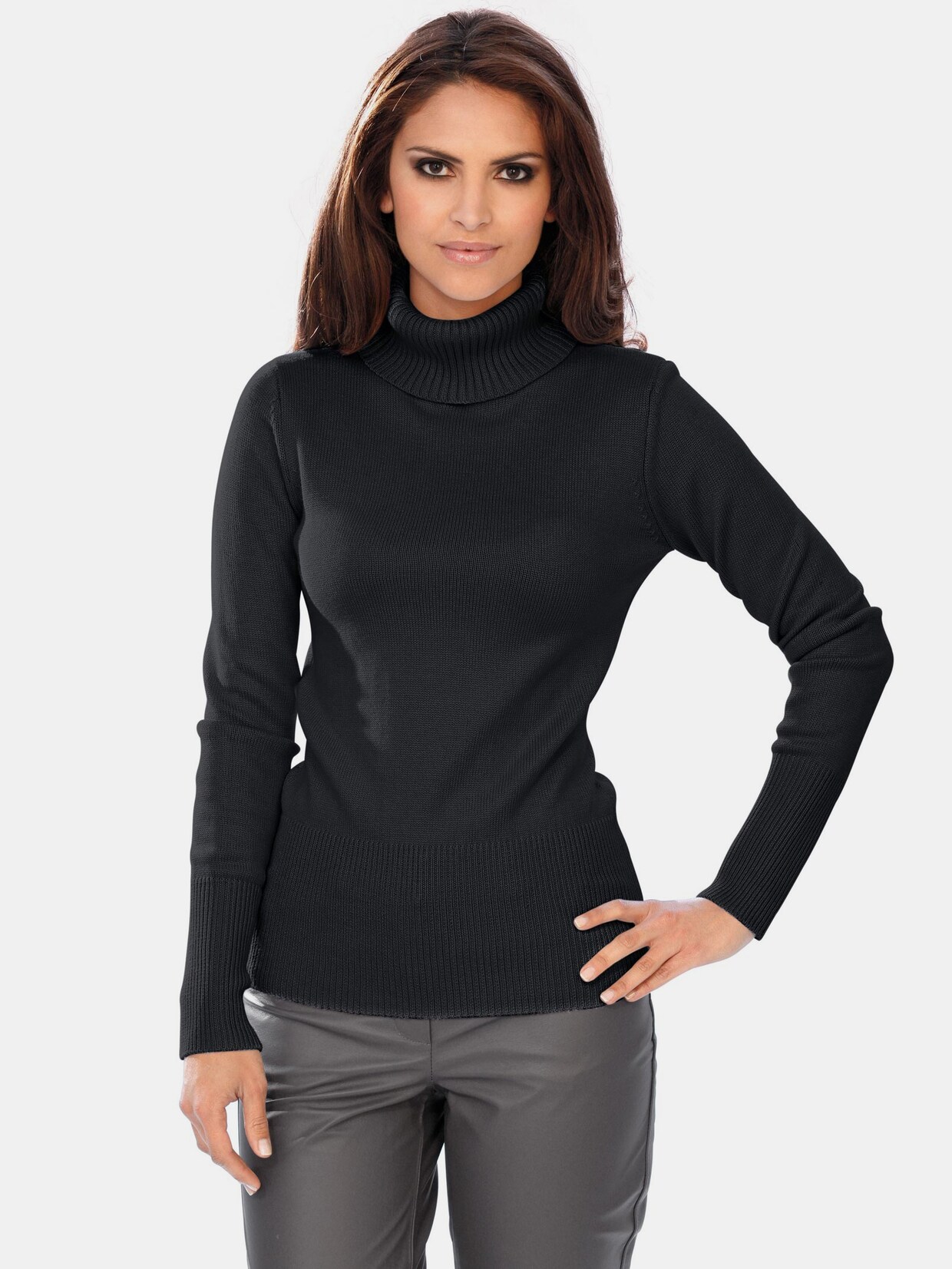 Linea Tesini Rollkragen-Pullover - schwarz