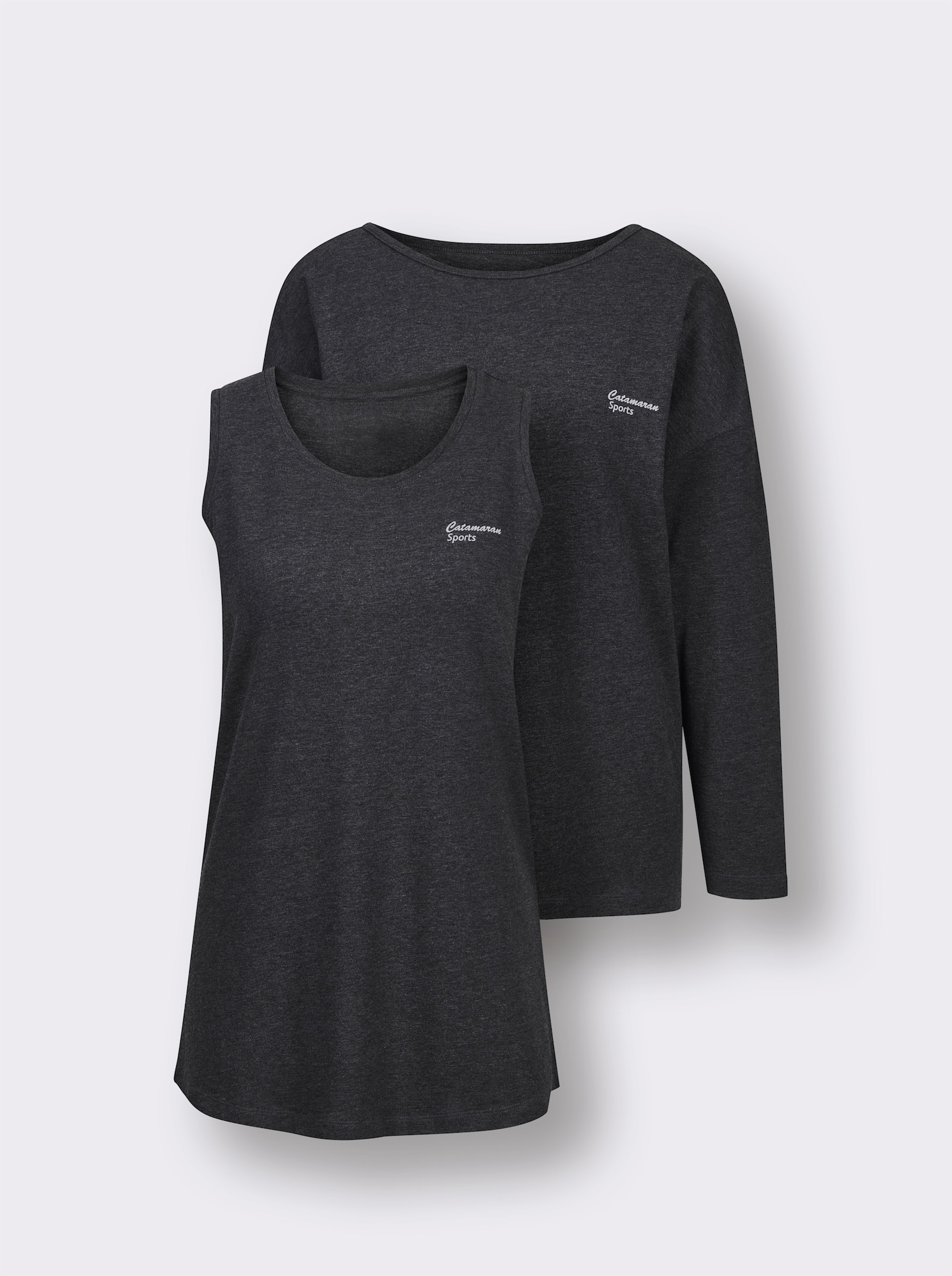 Catamaran Sports Sportshirt , einzeln oder zusammen tragbar - schwarz-meliert