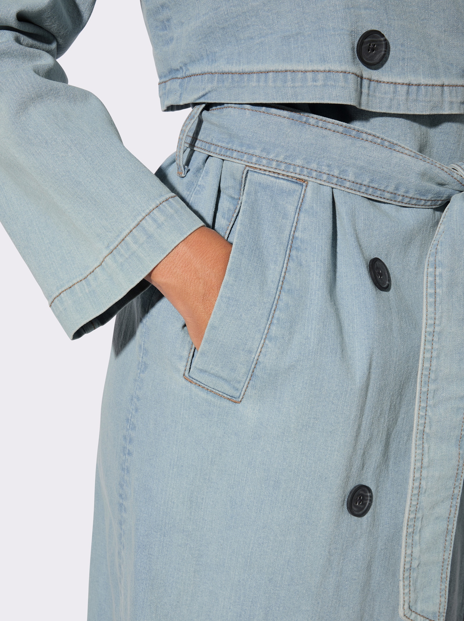 Trenchcoat in Denim-Qualität - blue-bleached