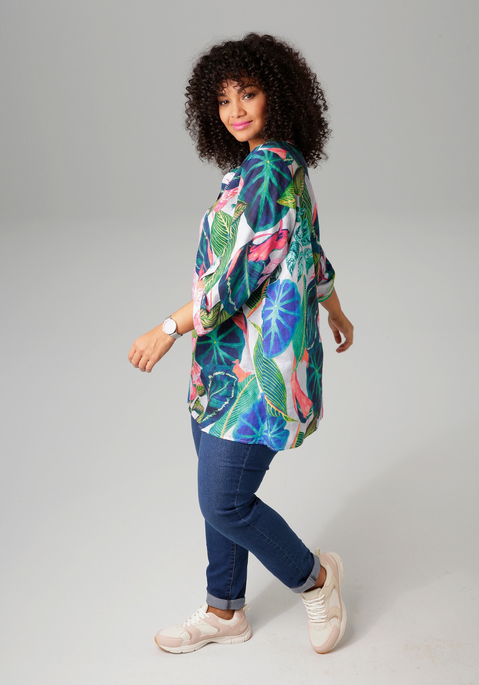 Aniston PLUS Longbluse - stein-marine-dunkelgrün-lachs-fuchsia-smaragd-gelb-petrolgrün-royalblau-apfelgrün-orange-rosa-hellgrau-weiß