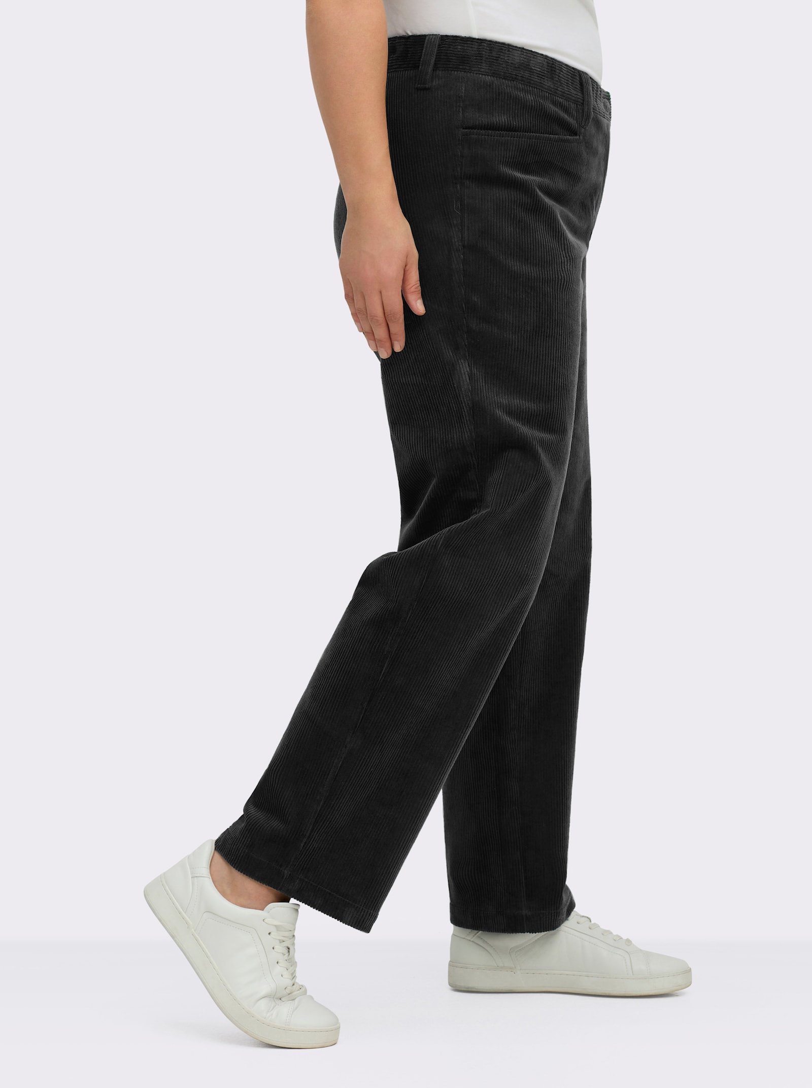 sheego Cordhose mit geradem Bein - schwarz