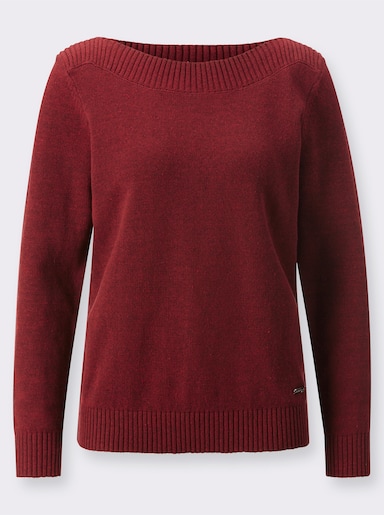 Langarm-Pullover - dunkelrot-meliert