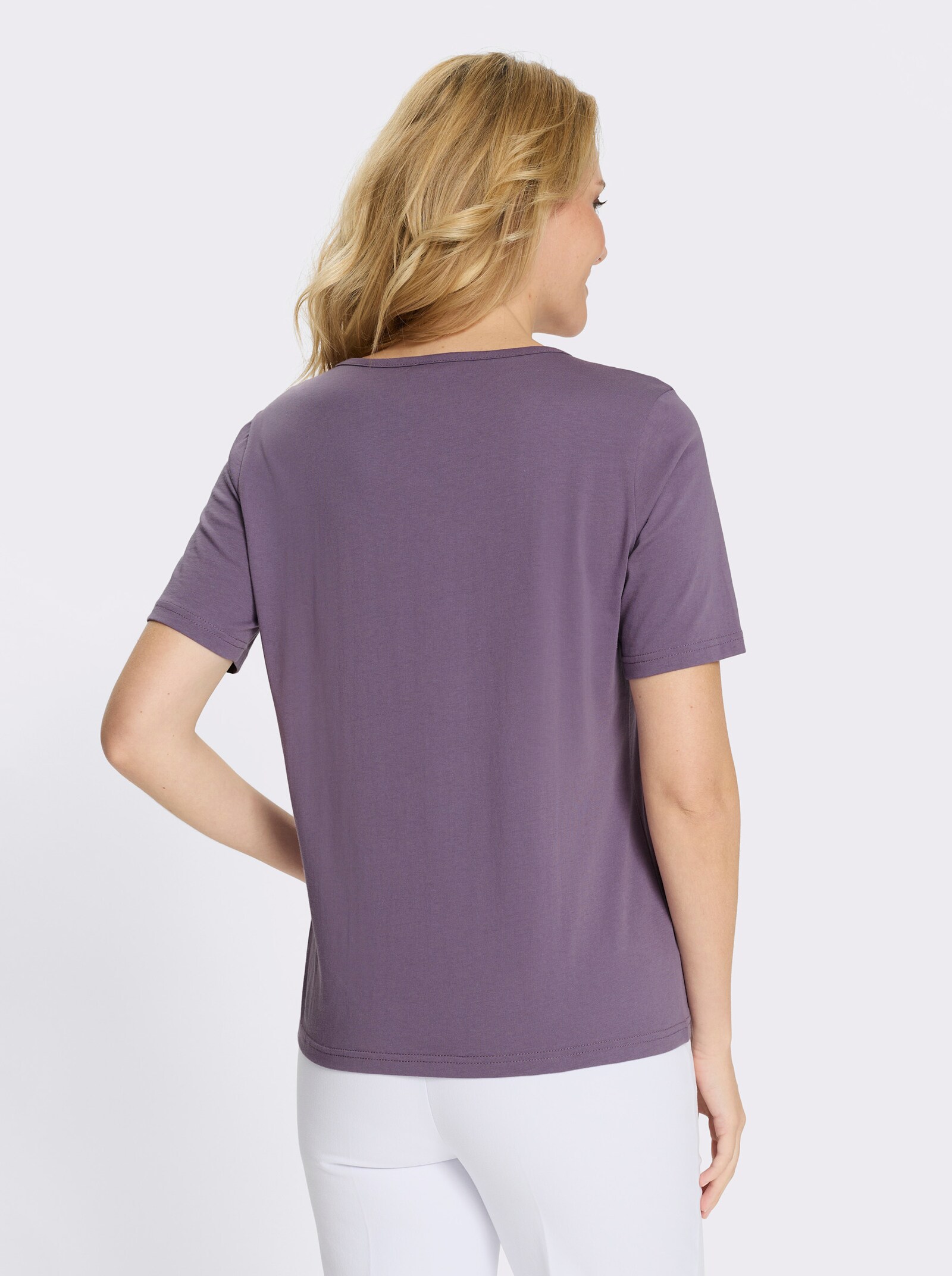 Tričko s kulatým výstřihem se srdíčkovým potiskem - fíková-hnědá-potisk