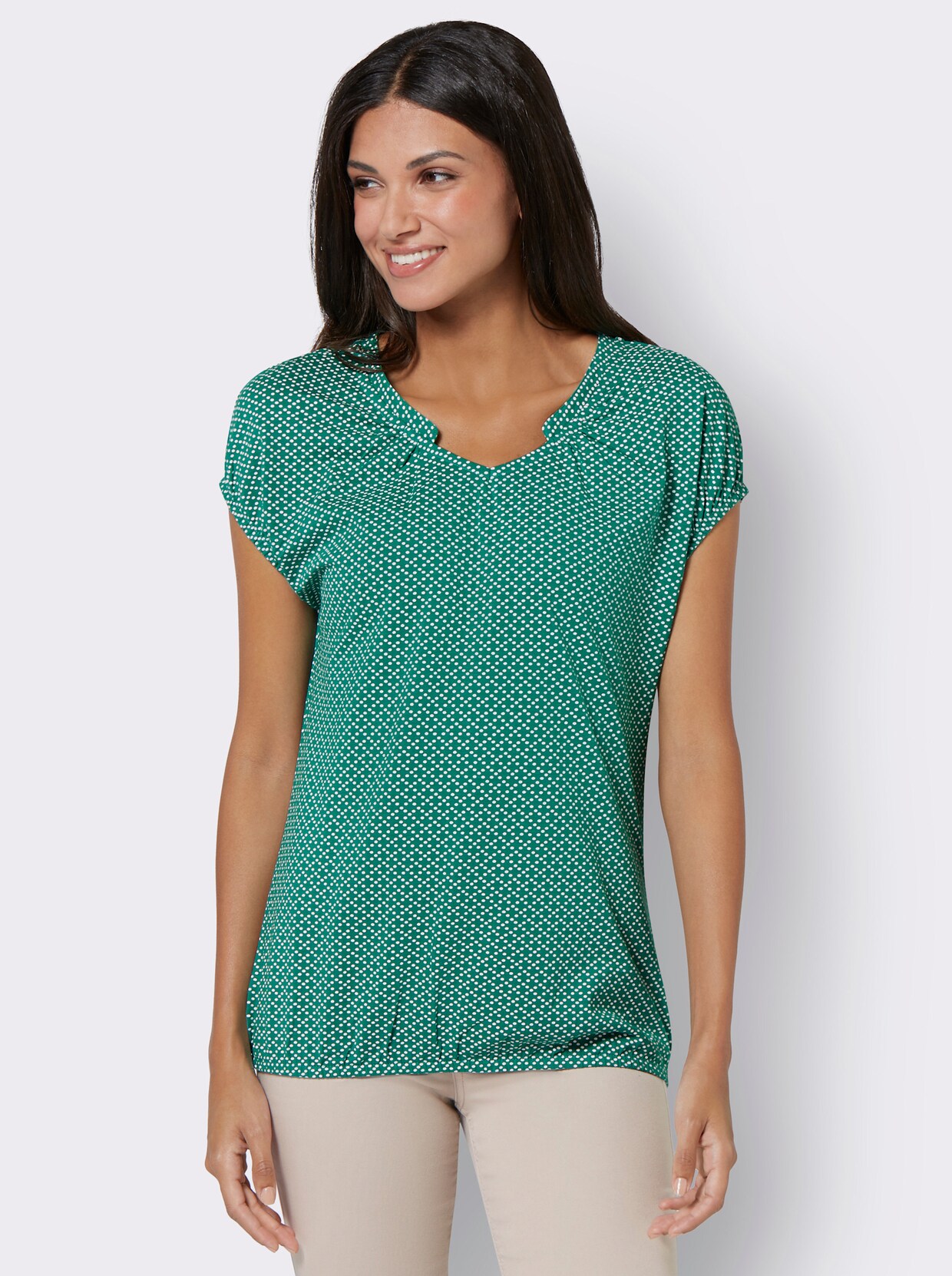 Shirt met korte mouwen - smaragdgroen/wit bedrukt