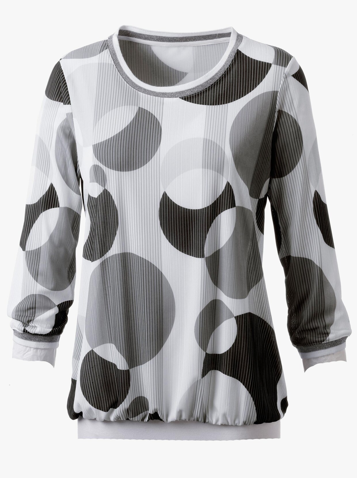 Rundhalsshirt - grau-bedruckt