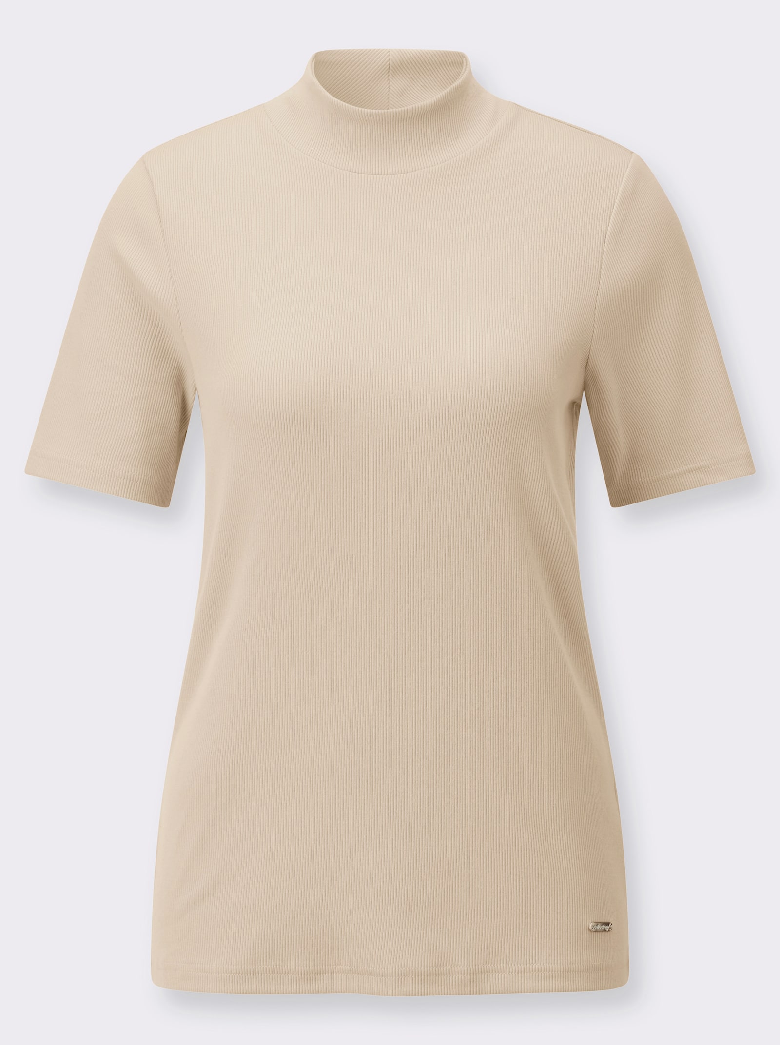 Stehkragenshirt in Baumwoll-Qualität - elfenbein