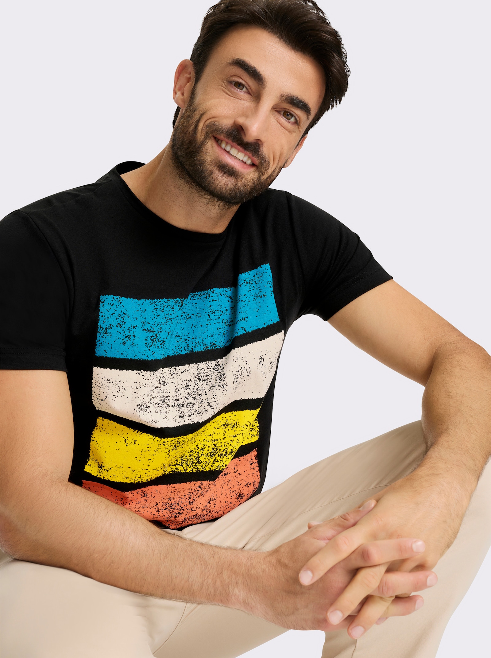 Catamaran T-Shirt mit Front-Print - schwarz-bedruckt