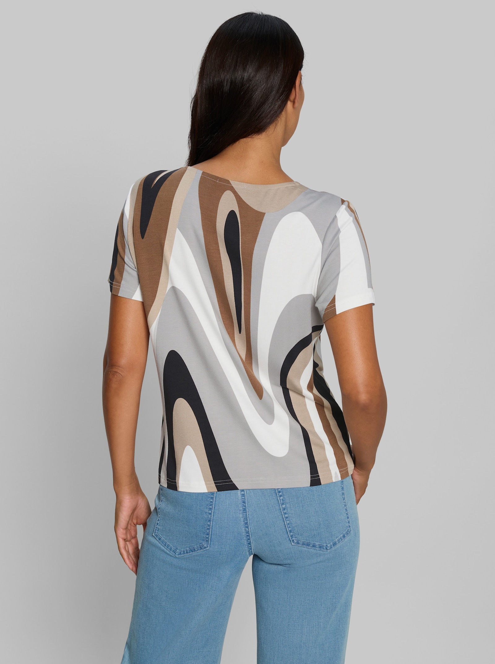 heine Kurzarmshirt mit Grafikprint - schwarz-braun-gemustert