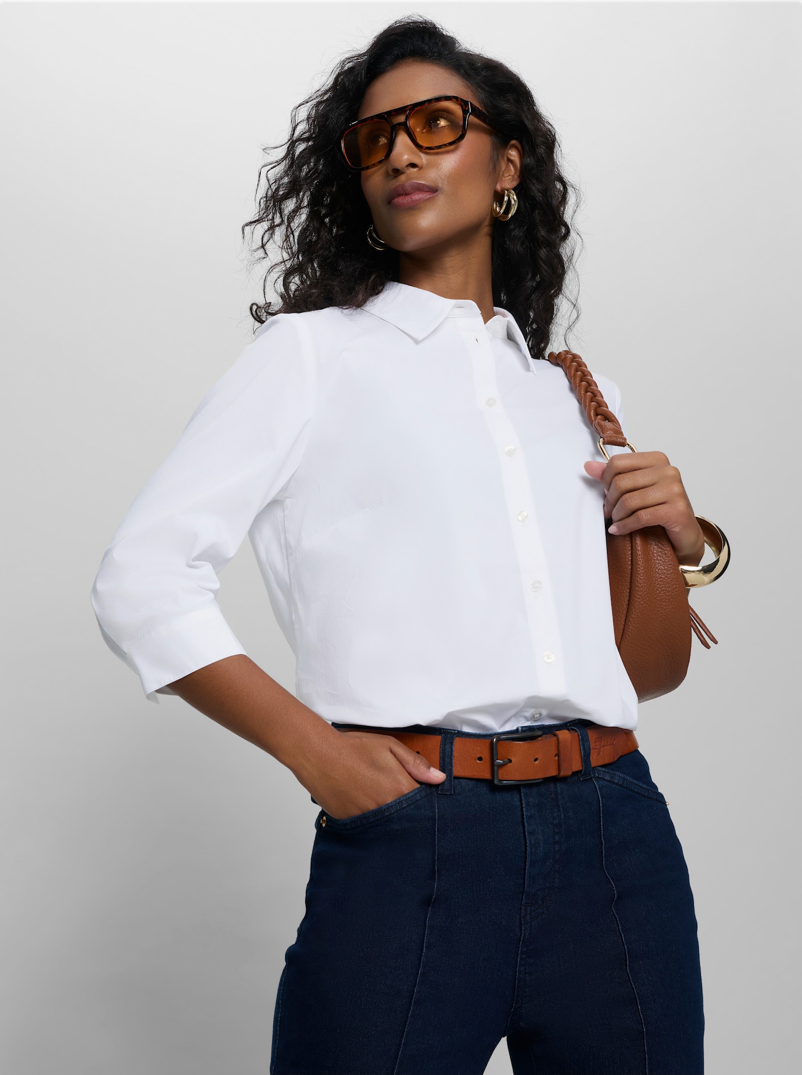heine Hemdbluse mit Seitenschlitzen - ecru