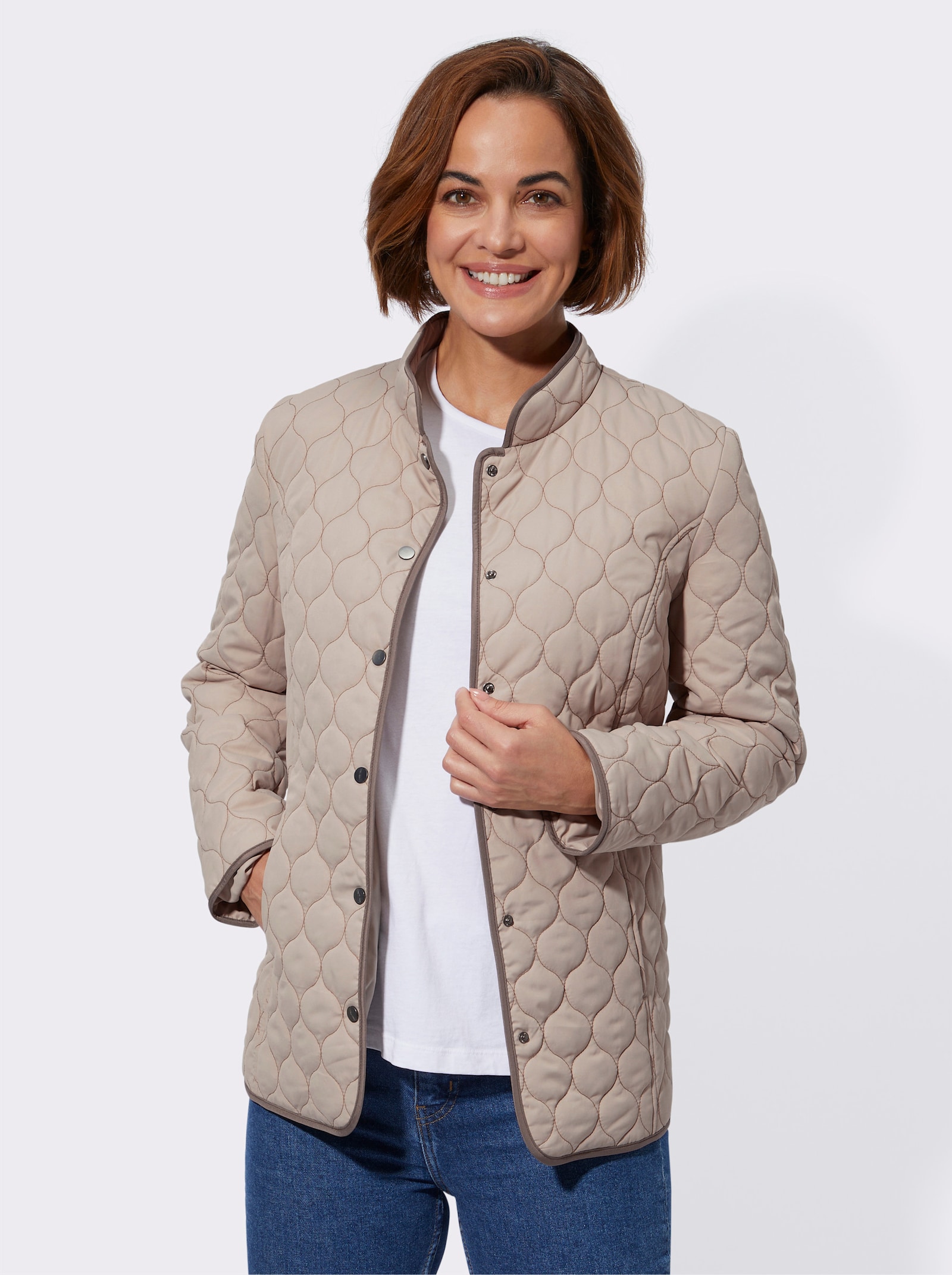 Steppjacke mit Kontrastpaspelierung - sesam