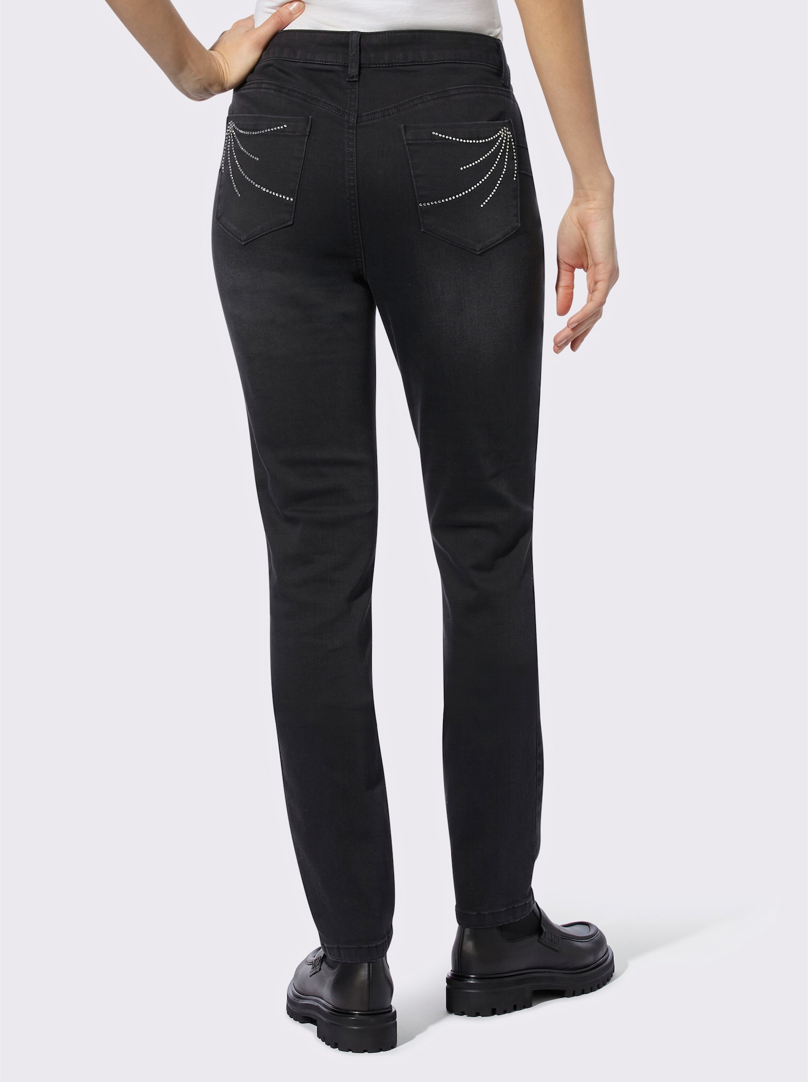 heine Röhrenjeans mit Nieten - black denim