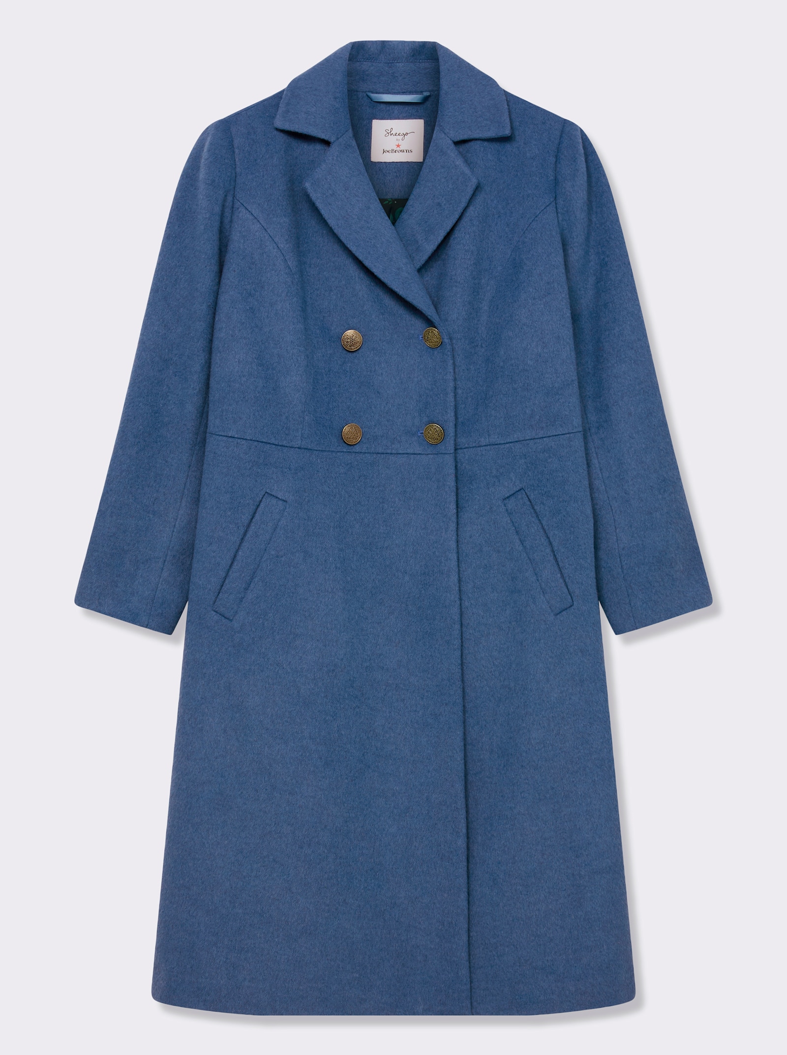 sheego by Joe Browns Manteau d'hiver avec col à revers et patte de boutonnage - bleu jean