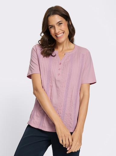 Kurzarmshirt mit glattem Rückenteil - rosé