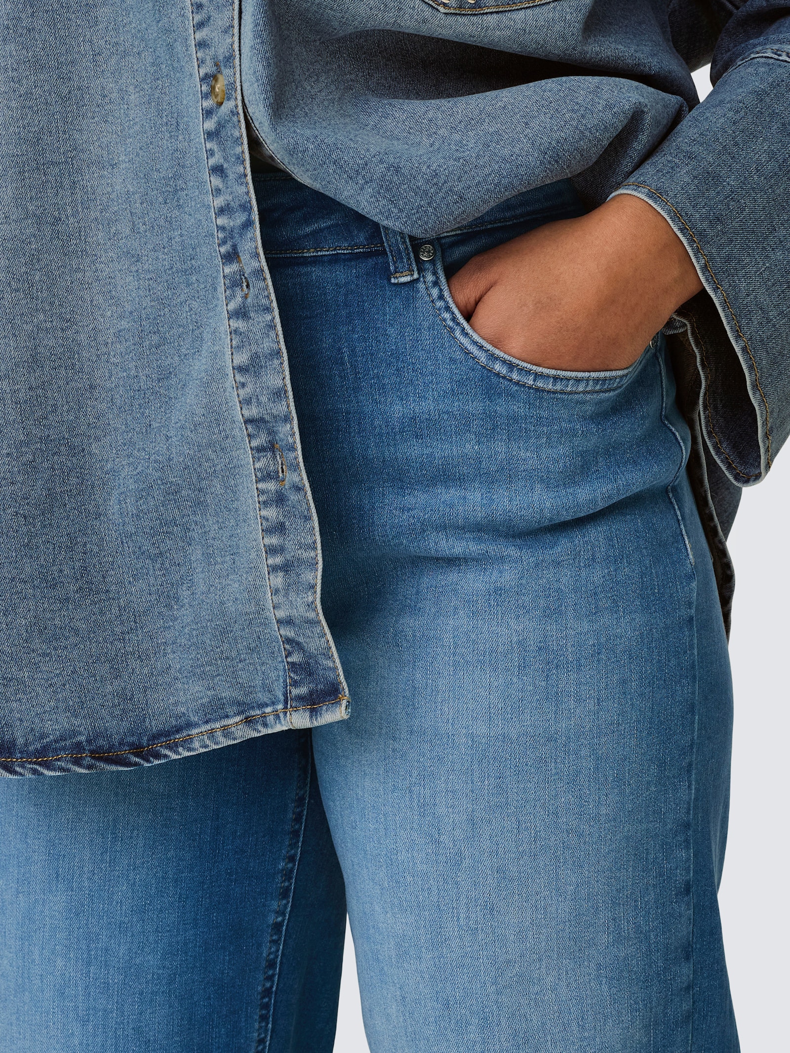 ONLY CARMAKOMA High-waist-Jeans - medium blue denim