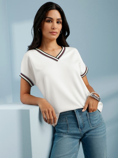 heine Sweatshirt mit Kontraststreifen - ecru-marine