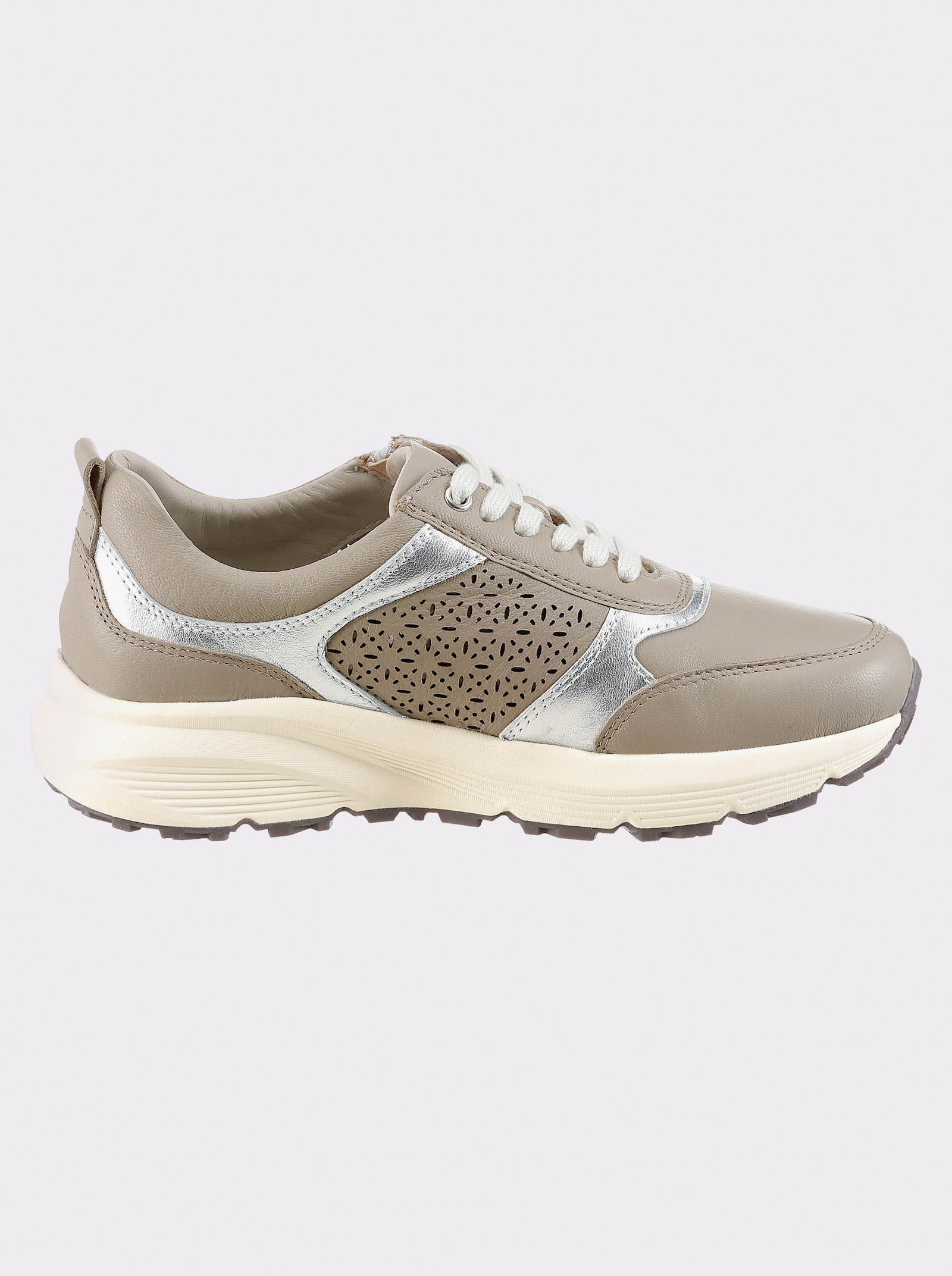 Naturläufer Sneaker mit Glanz-Partien - taupe