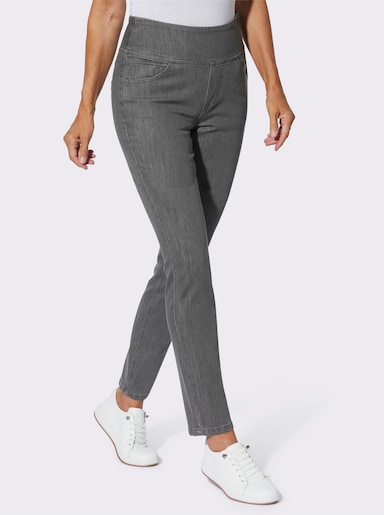 Jeans mit seitlichem Reißverschluss - grey-denim