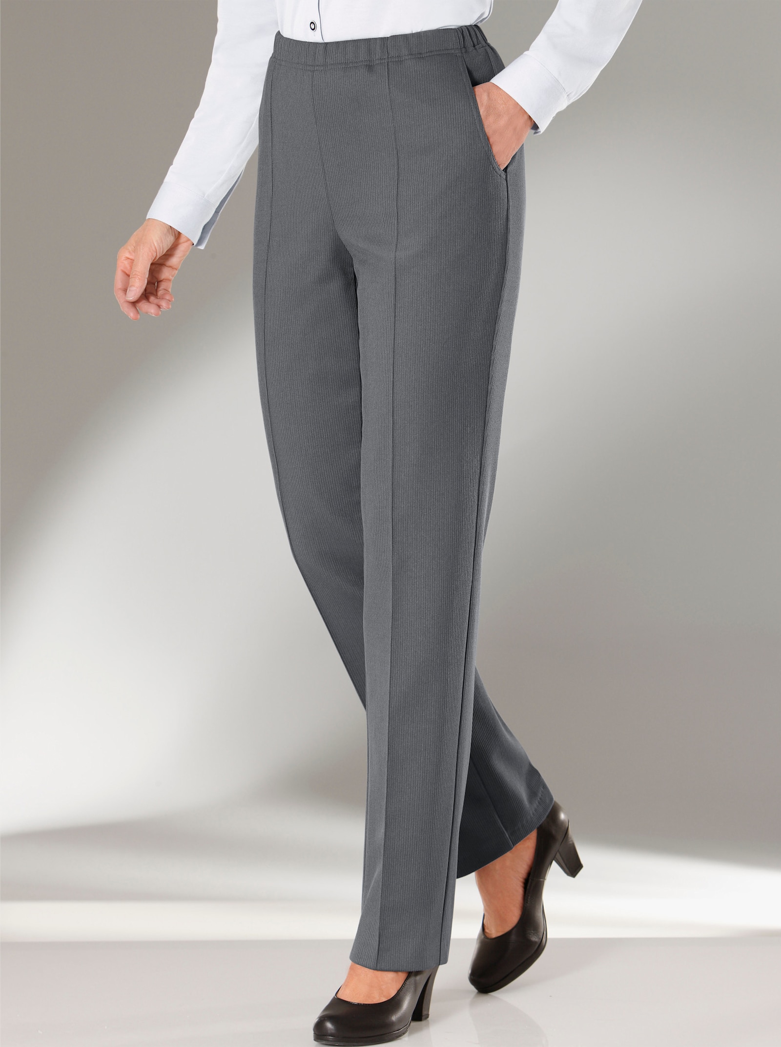 Jerseyhose in Ripp-Qualität - grau