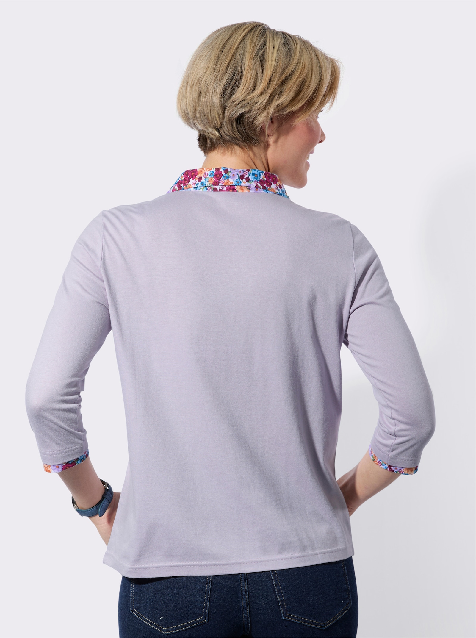 Poloshirt mit vielen Details - flieder