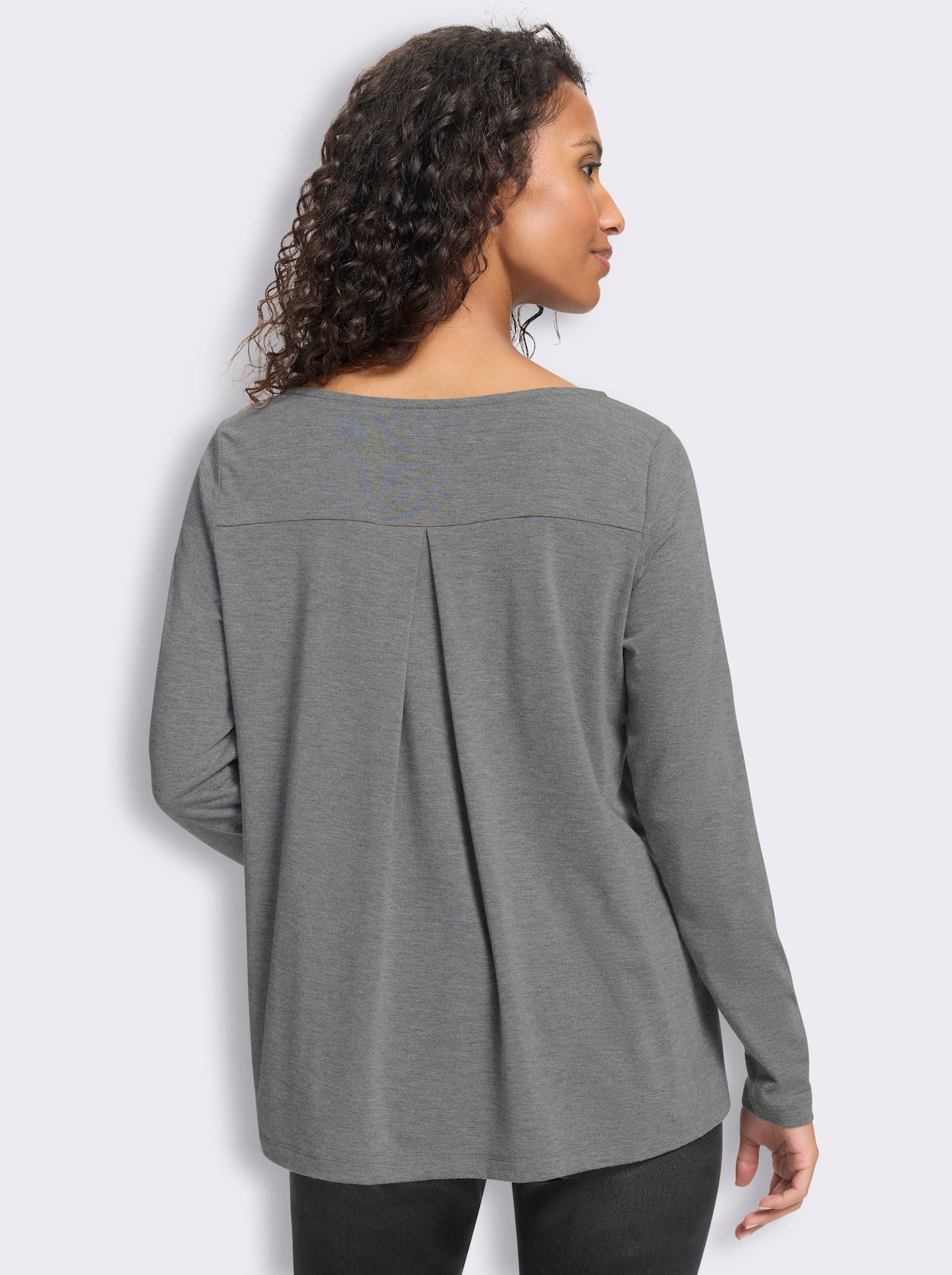 heine Rundhalsshirt in A-Form - anthrazit-meliert