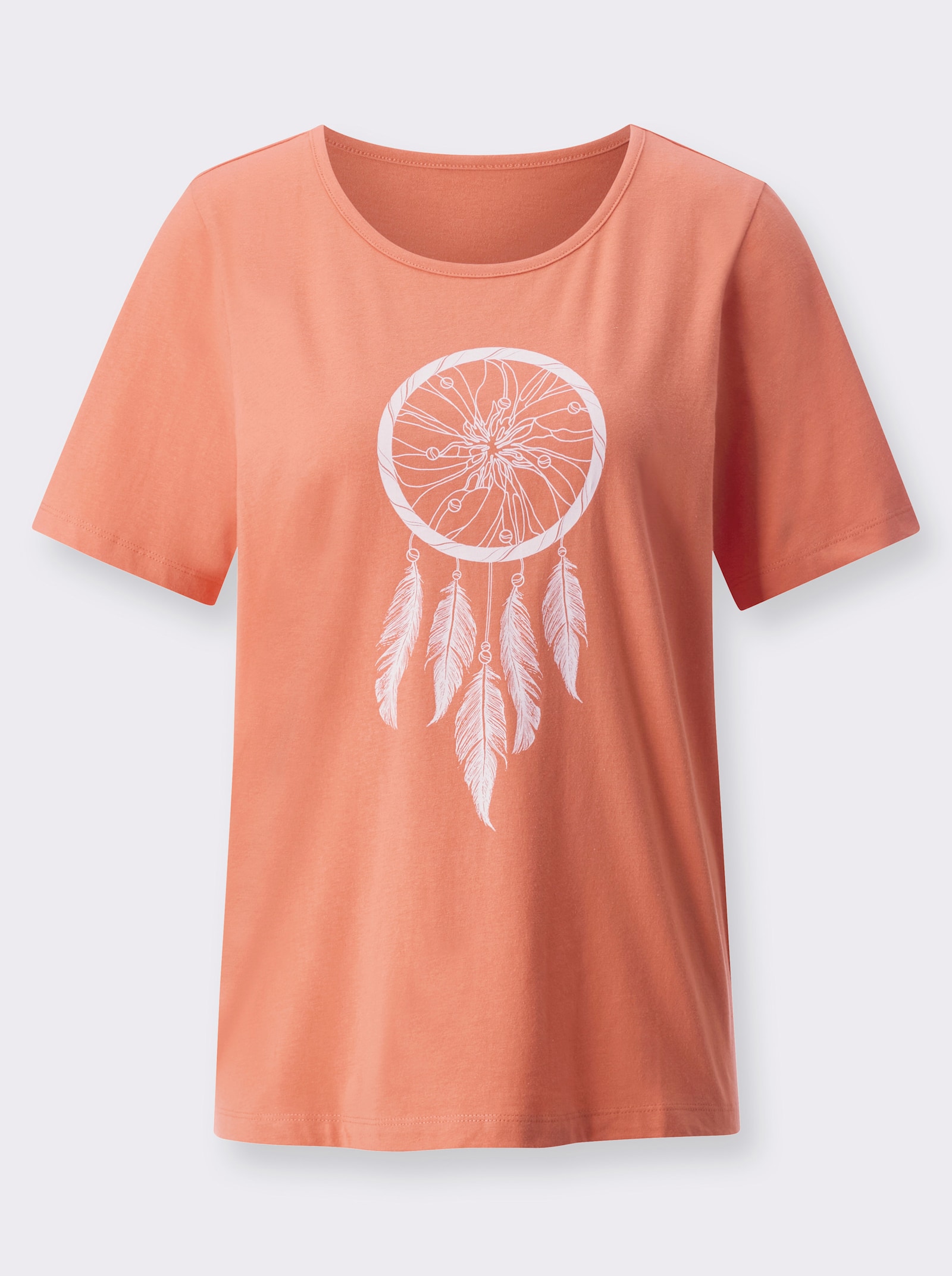 Kurzarmshirt mit Ethno-Motiv - papaya-ecru