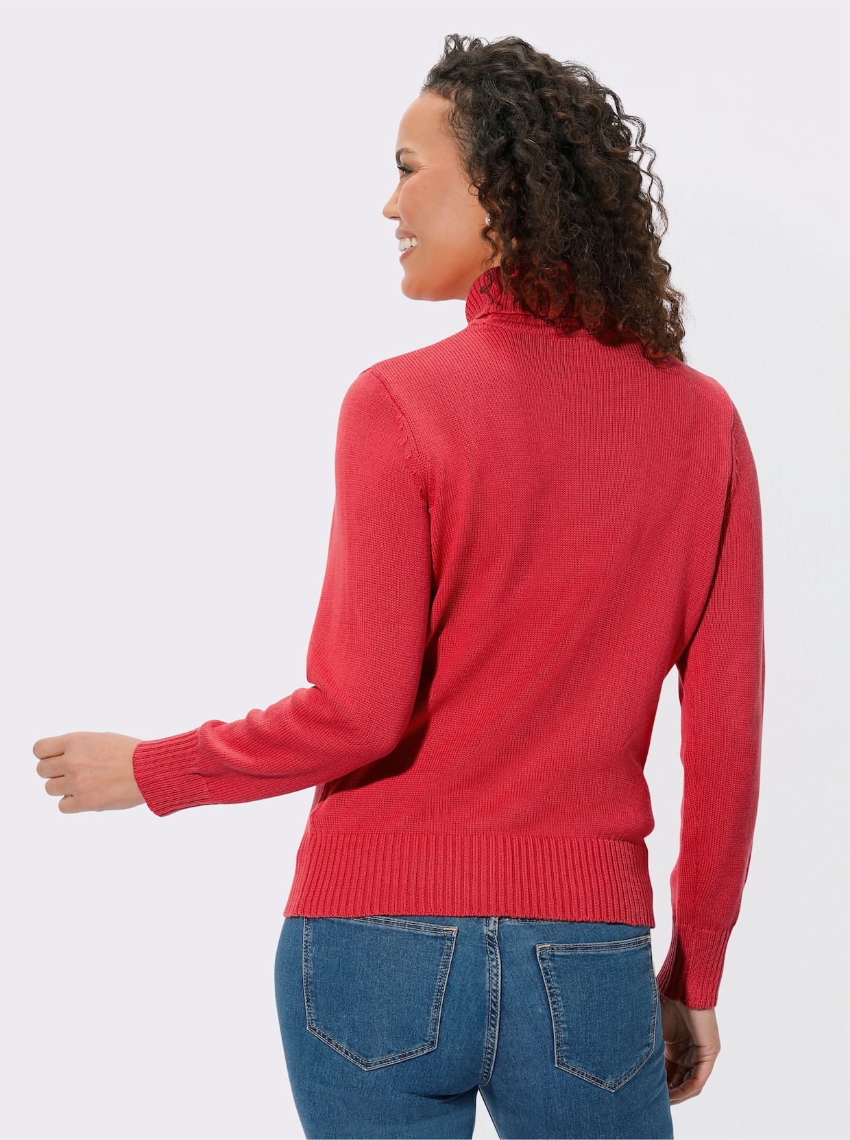 pull à col roulé - rouge corail