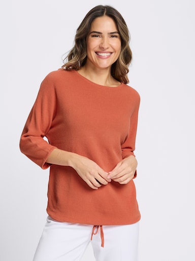3/4 Arm-Pullover mit Fledermaus-Ärmeln - papaya