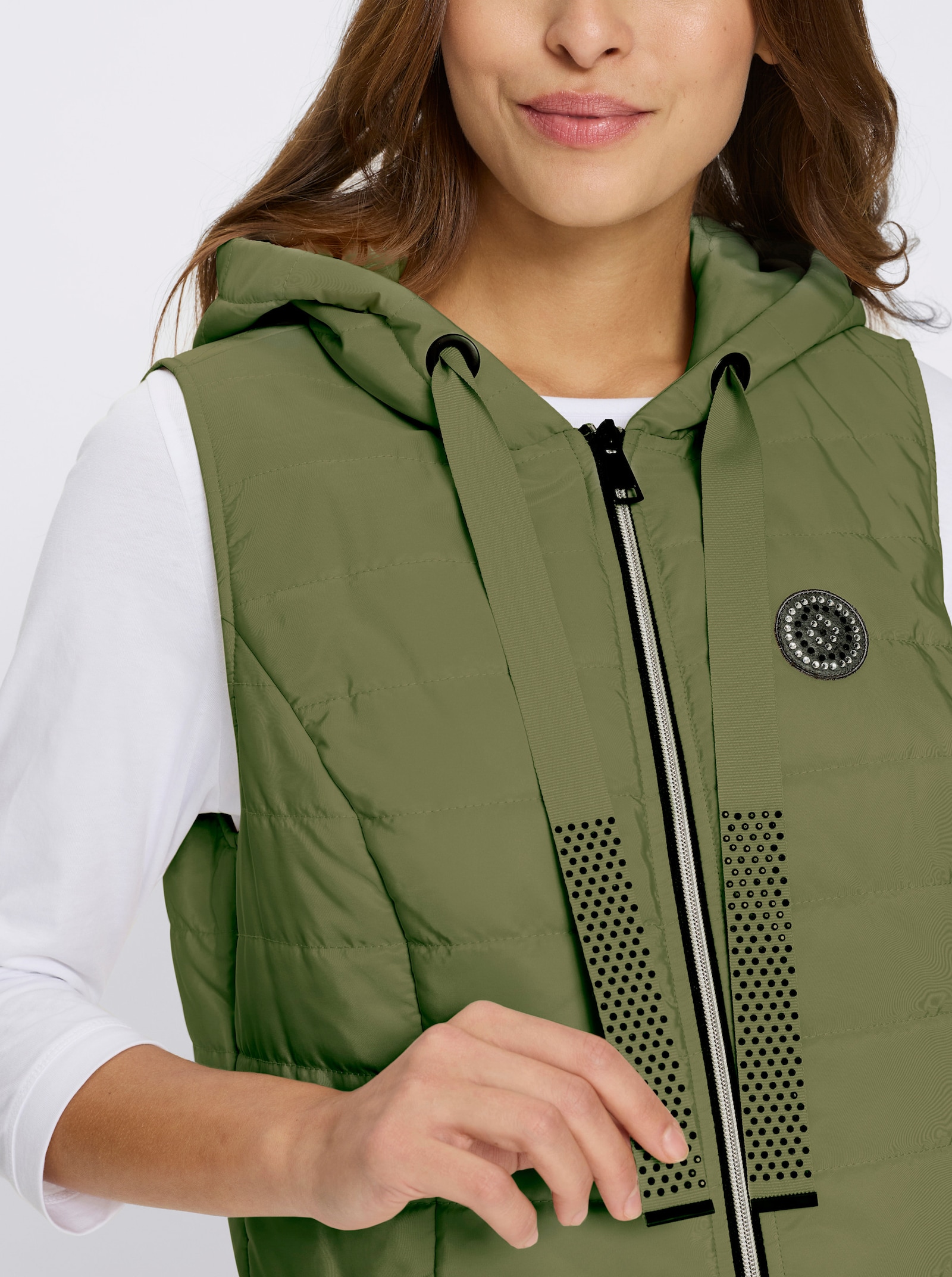 Longweste , auf Taillenhöhe weitenregulierbar - oliv