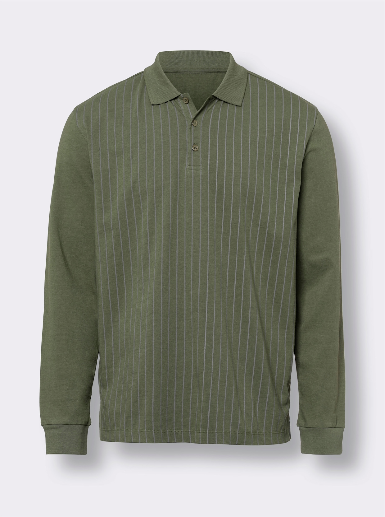 Poloshirt - khaki-grau-gestreift