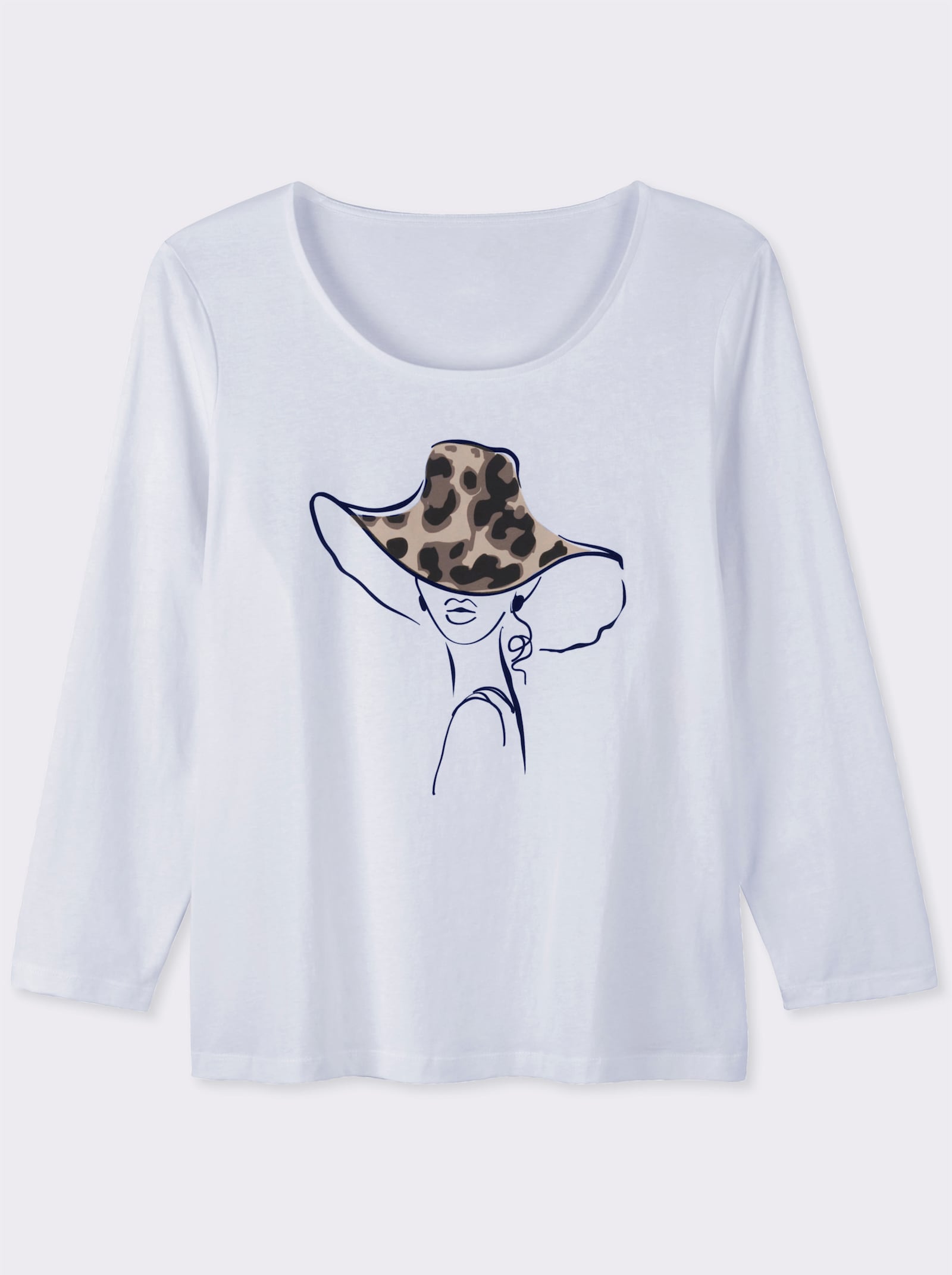 Langarmshirt mit Druck vorne - ecru