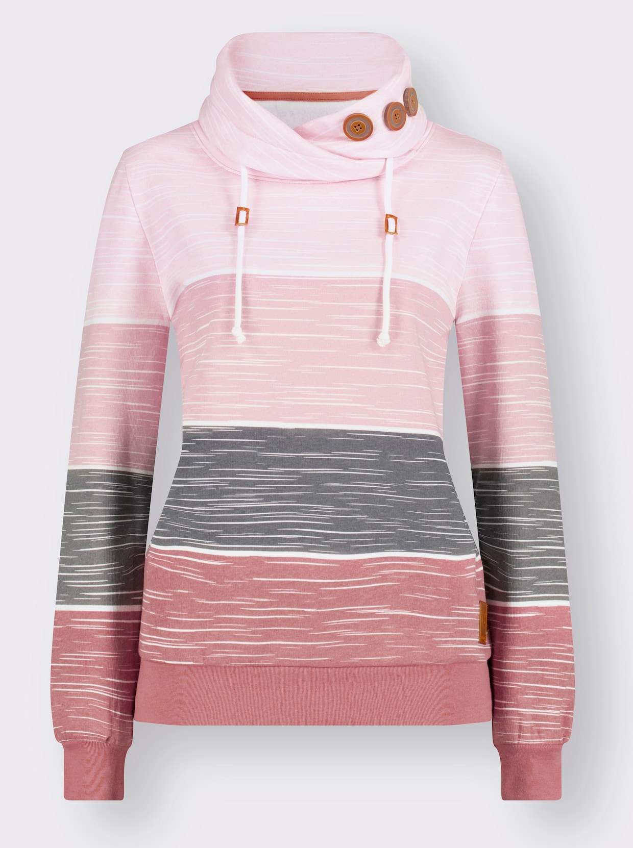 Sweatshirt - rozenhout/lichtroze bedrukt