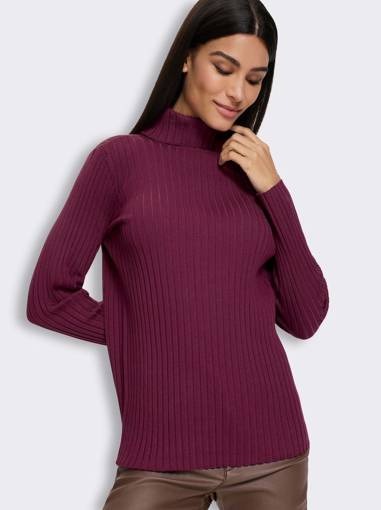 heine Feinstrickpullover mit Rollkragen - bordeaux