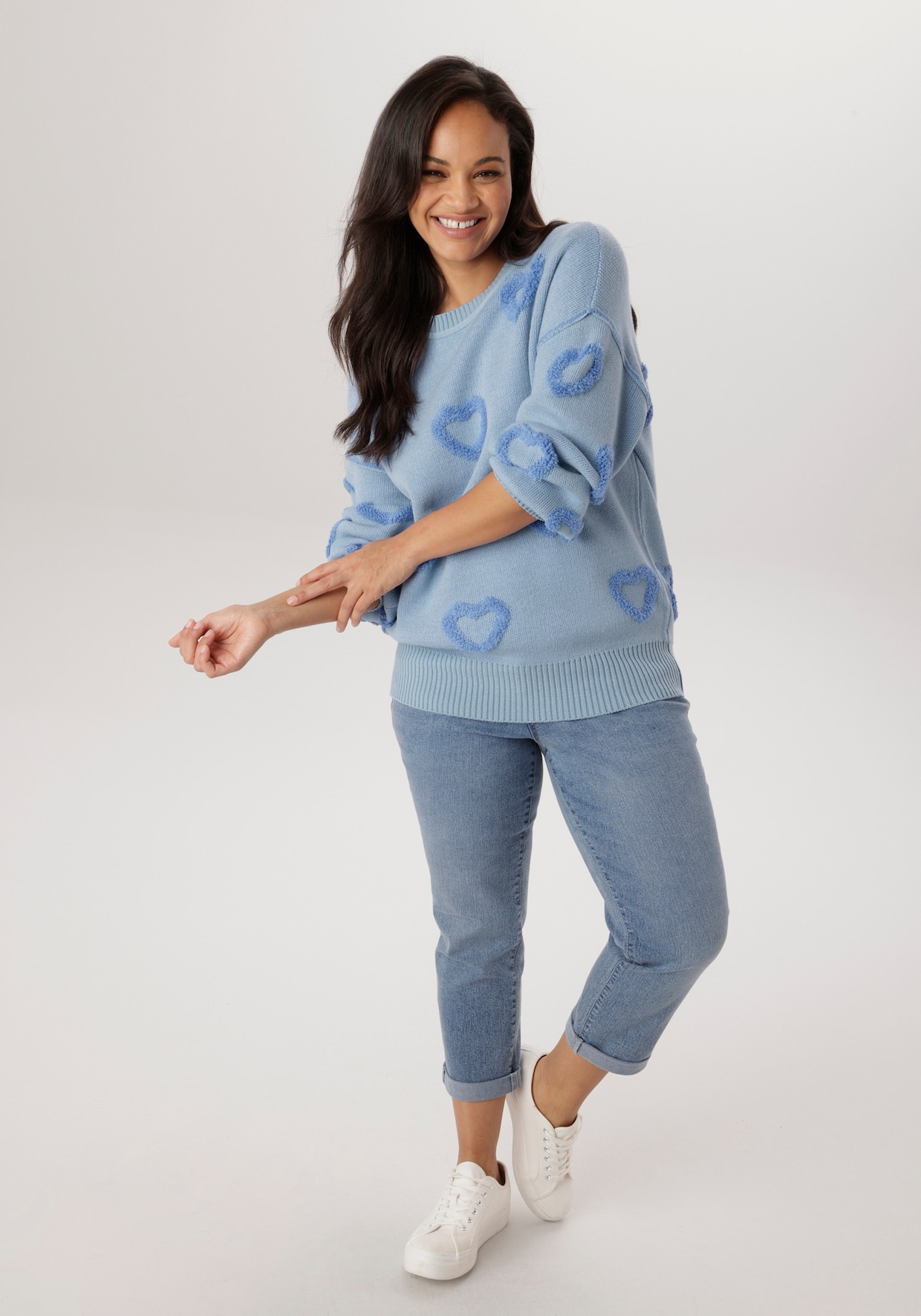 Aniston PLUS Strickpullover - hellblau-blau