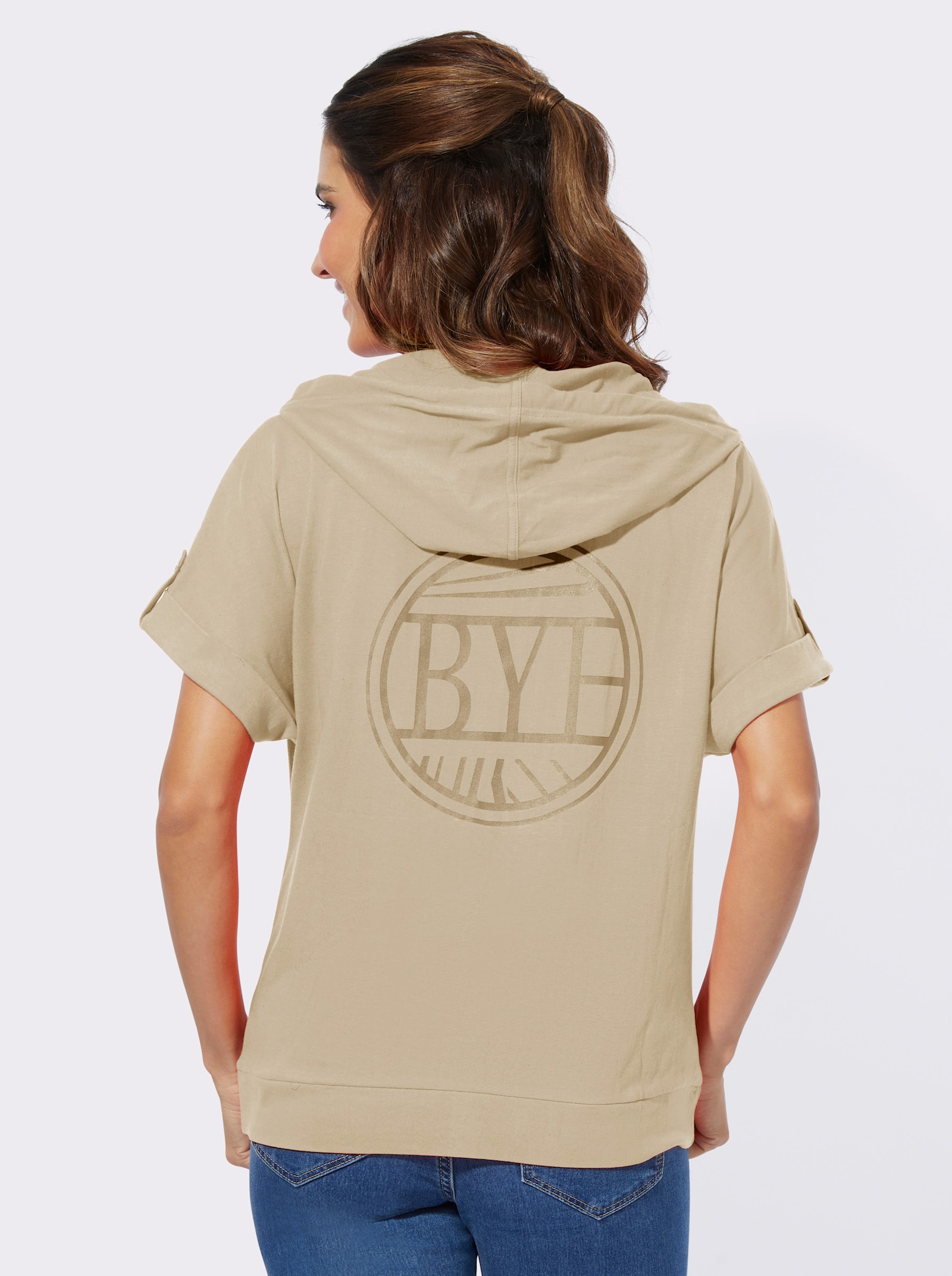 Shirtjacke mit Rücken-Print - beige
