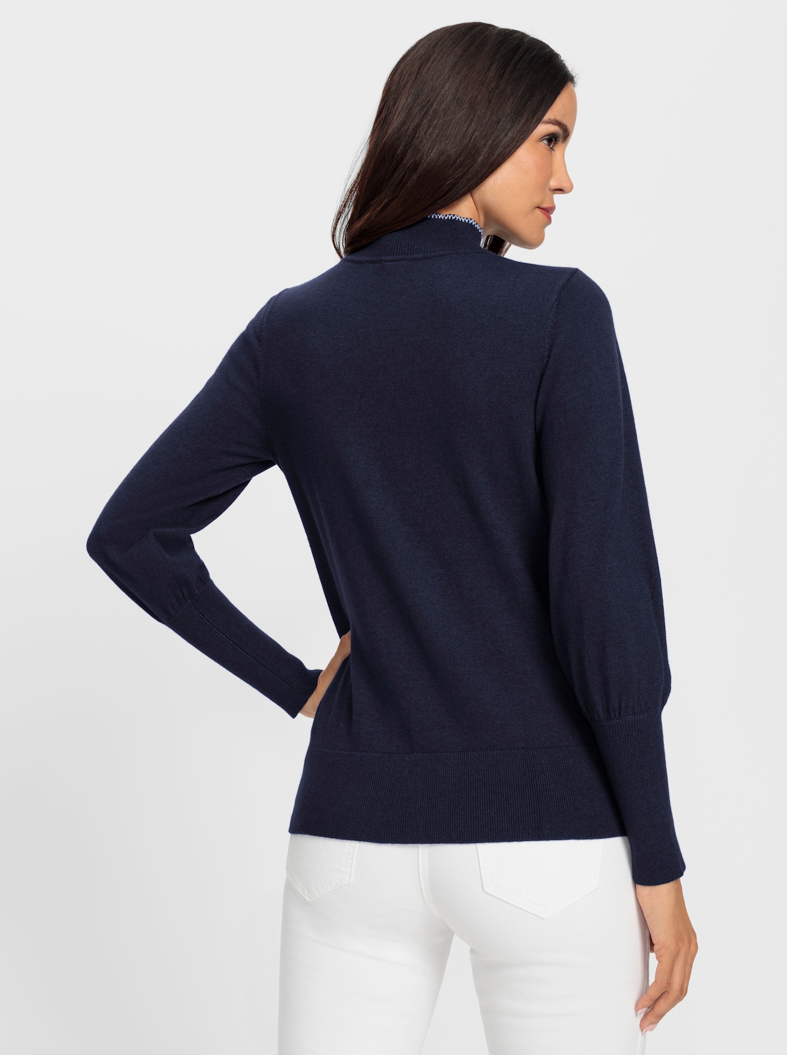 heine Stehkragenpullover mit seitlicher Schluppe - marine