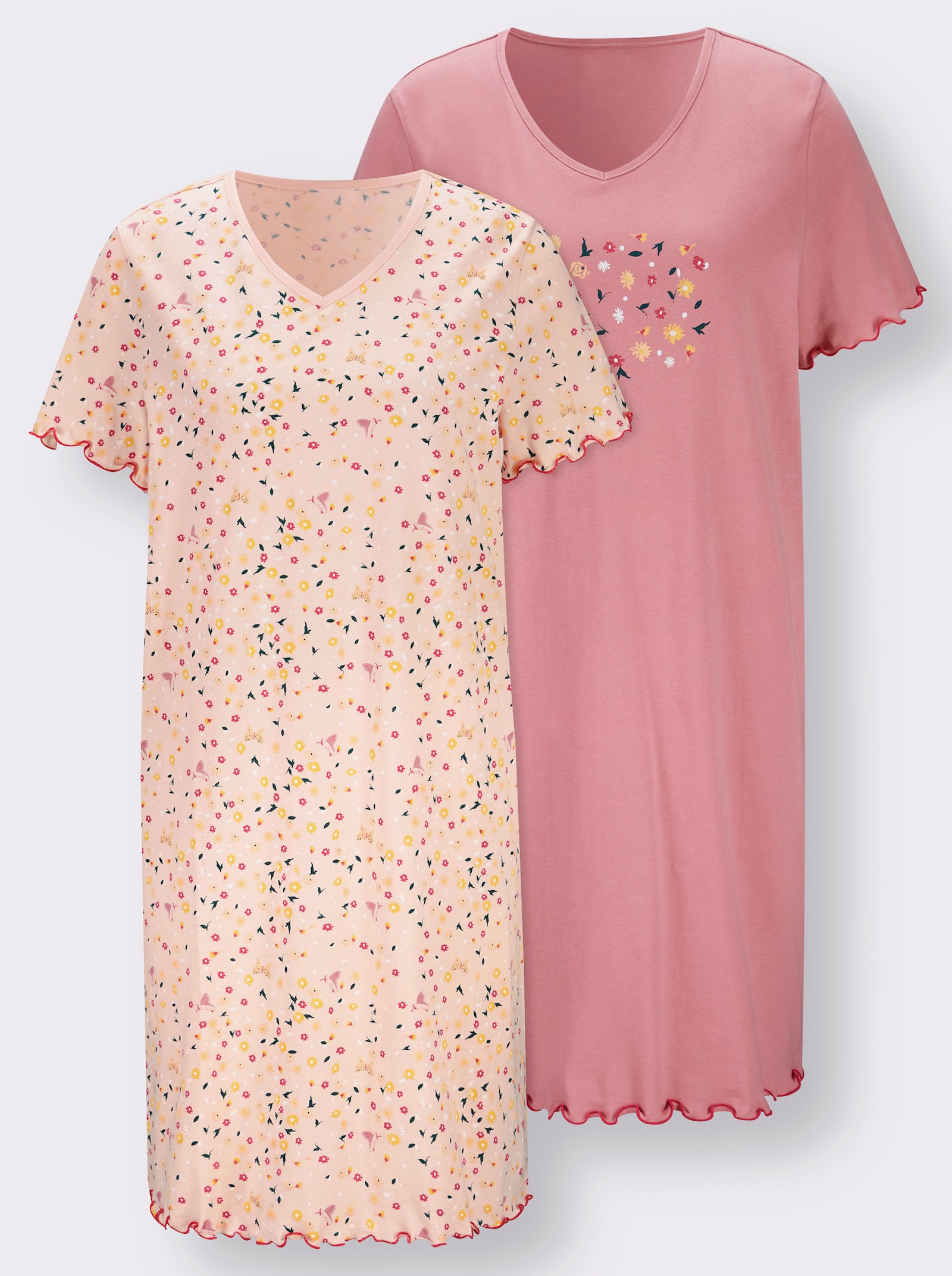 wäschepur T-shirt de nuit avec motif floral - vieux rose + rose clair imprimé